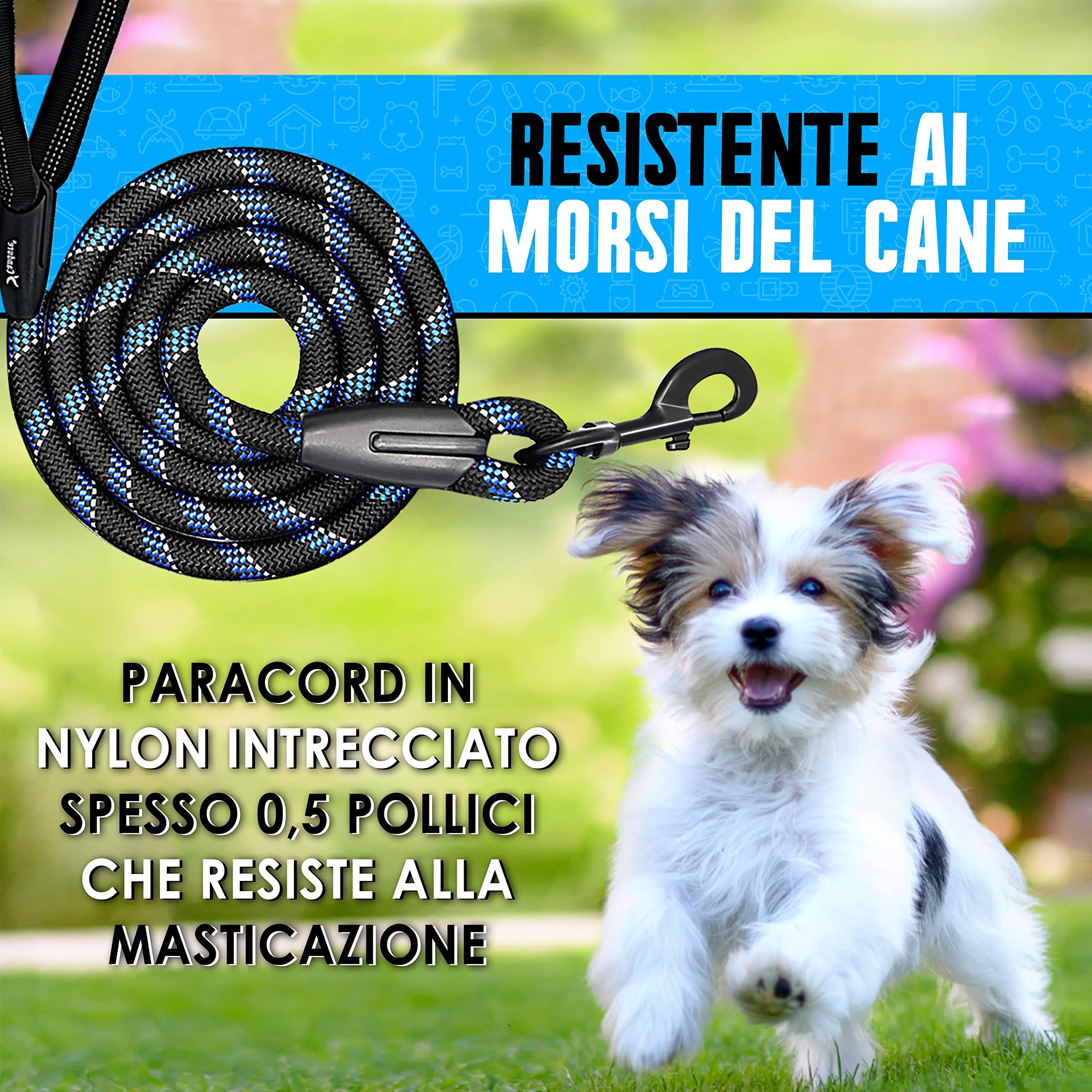 Candure Guinzaglio per Cani in Nylon Riflettente con Impugnatura Imbottita, 152 cm, Nero - immagine 4