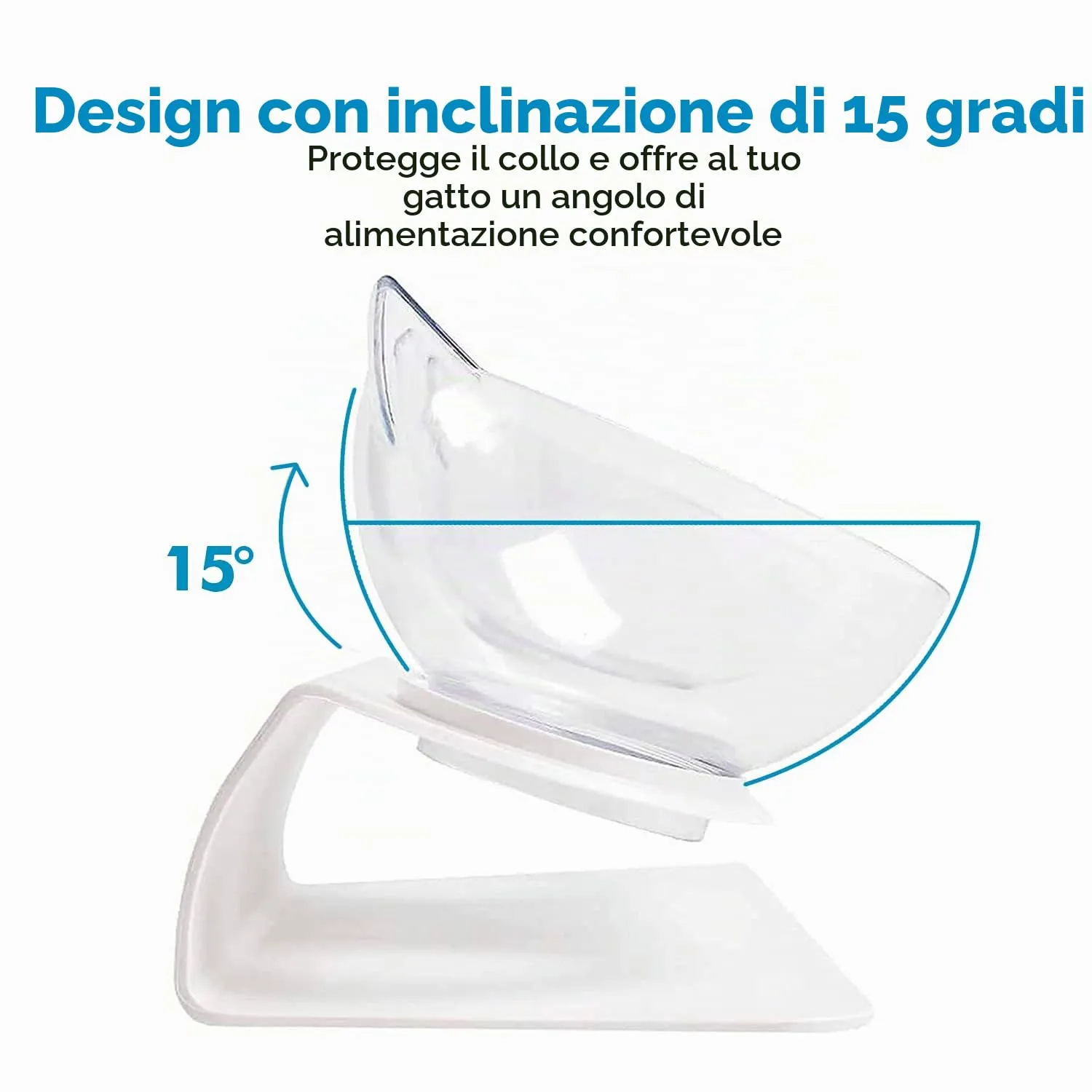 Edipets Ciotole per Gatti Rialzate per Acqua e Cibo, Trasparente - immagine 3