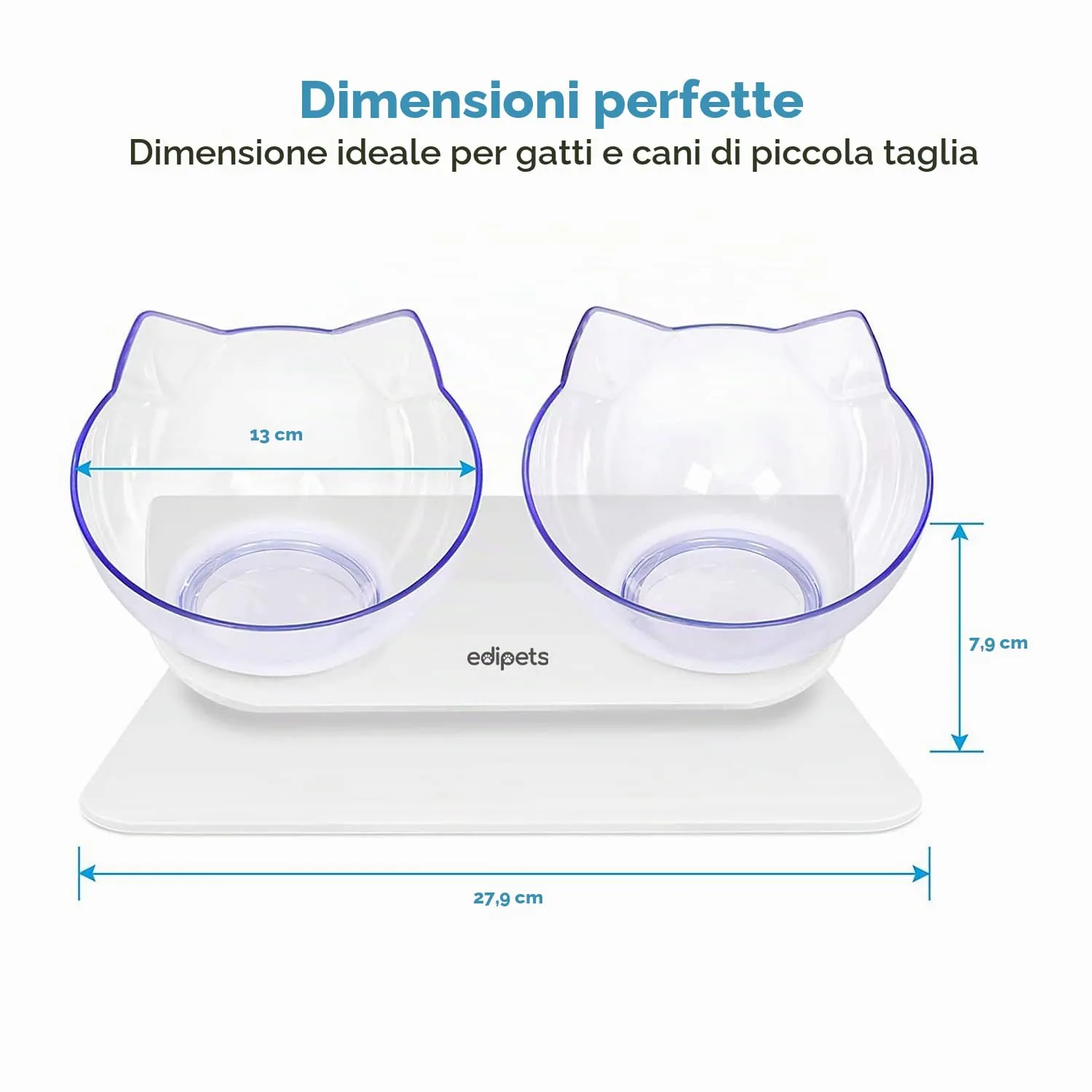 Edipets Ciotole per Gatti Rialzate per Acqua e Cibo, Trasparente - immagine 4
