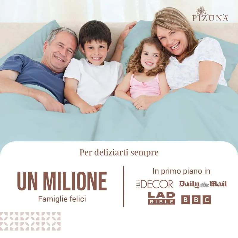 Pizuna Linens Set Lenzuola Letto Cotone 400 Fili 160x200 cm Blu, 4 Pezzi - immagine 2
