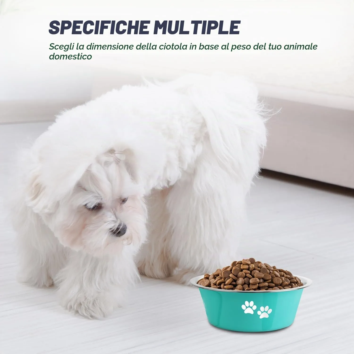 SUOXU Ciotole per Cani in Acciaio Inox, 2 Pezzi, Verde, 860ml, Base Antiscivolo - immagine 5