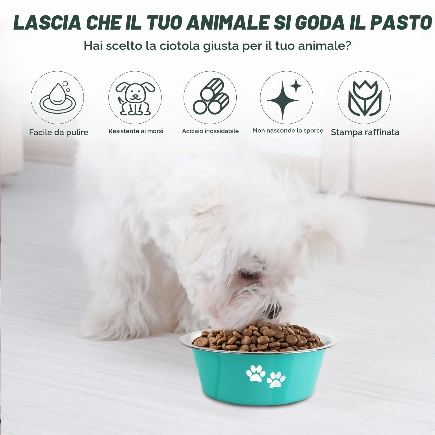 SUOXU Ciotole per Cani in Acciaio Inox, 2 Pezzi, Verde, 860ml, Base Antiscivolo - immagine 6