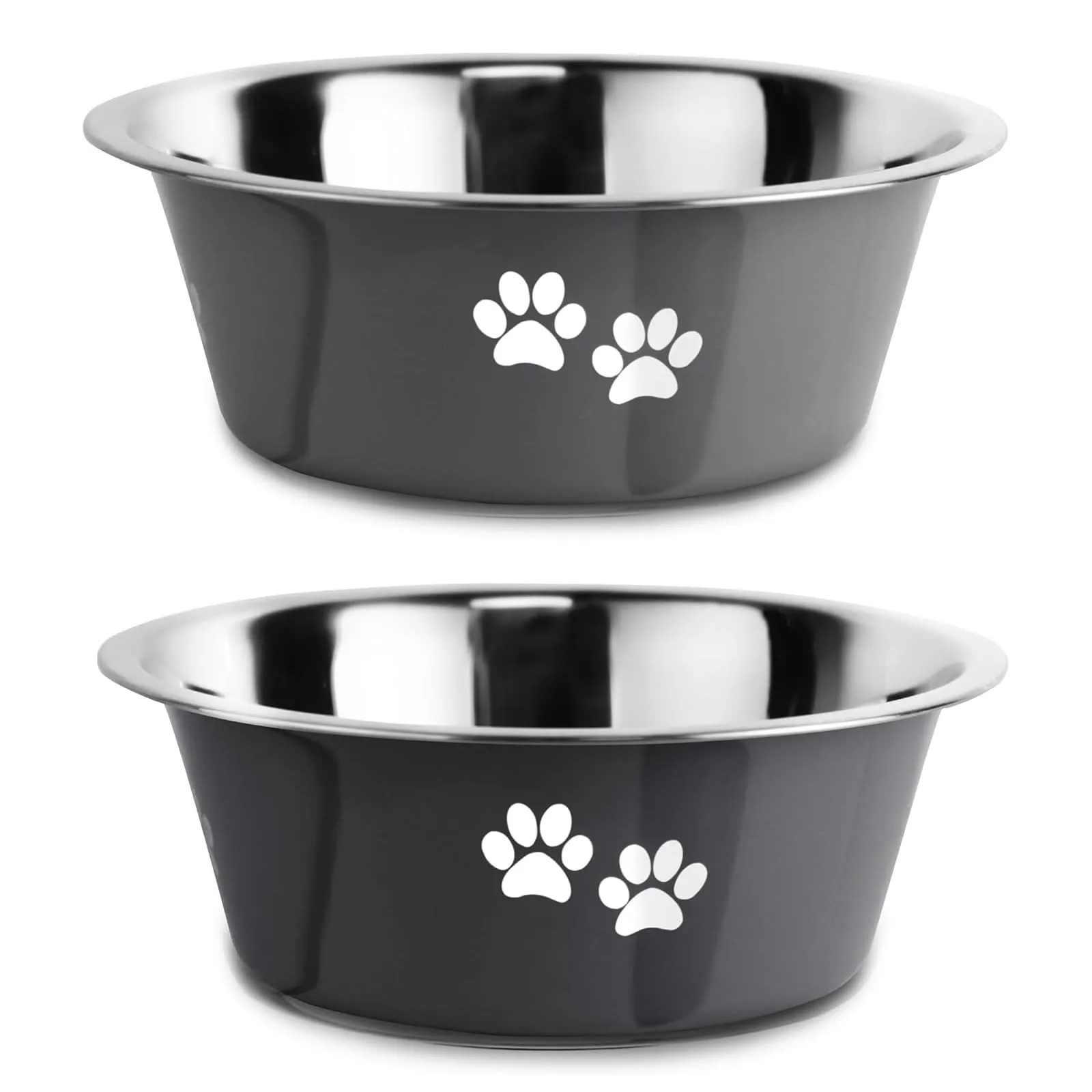 SUOXU Ciotole per Cani in Acciaio Inox, 2 Pezzi, Grigio Scuro, 860ml, Base Antiscivolo - immagine 1