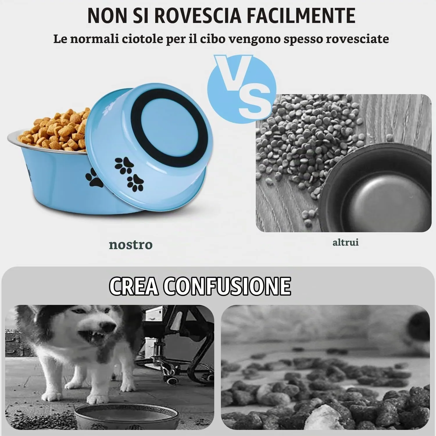 SUOXU Ciotole per Cani in Acciaio Inox, 2 pezzi, Blu, 1560ml, Base Antiscivolo - immagine 6