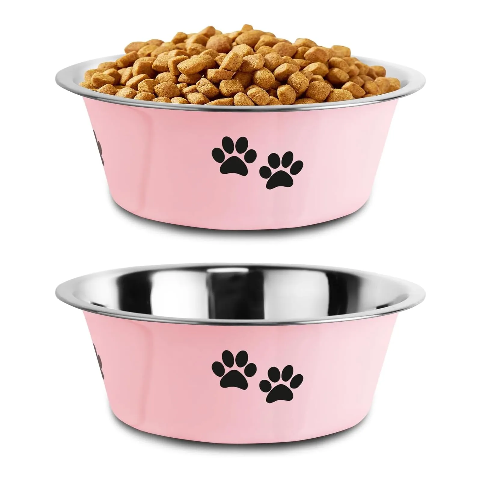 SUOXU Ciotole per Cani in Acciaio Inox, 2 Pezzi, Rosa, 2020ml, Base Antiscivolo - immagine 1