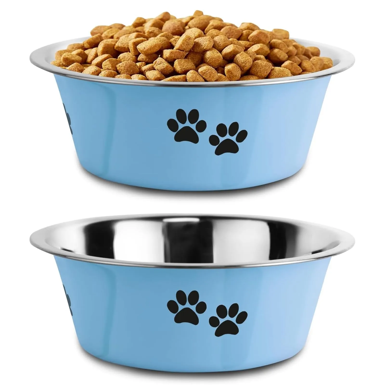 SUOXU Ciotole per Cani in Acciaio Inox, Set da 2 Pezzi, Blu, 860ml, Base Antiscivolo - immagine 1