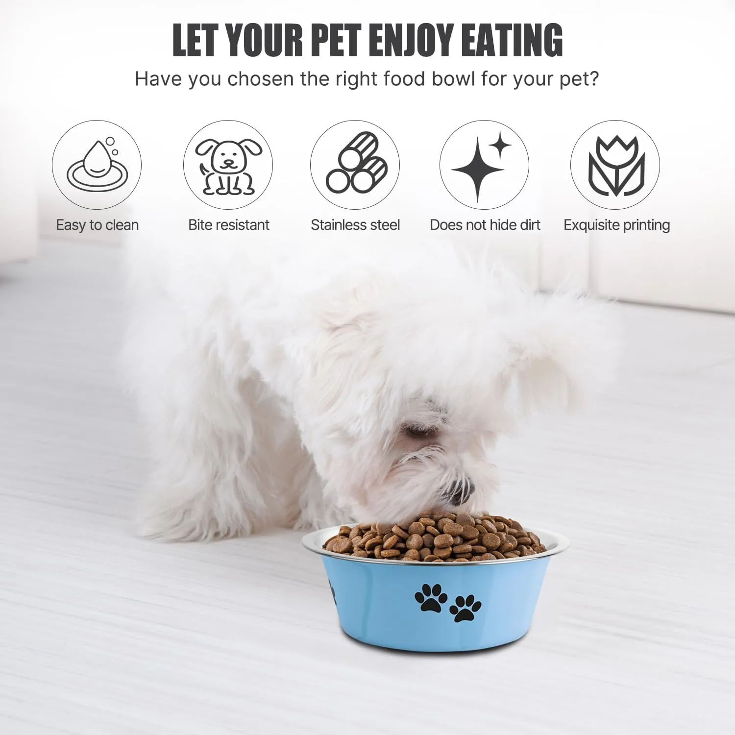 SUOXU Ciotole per Cani in Acciaio Inox, Set da 2 Pezzi, Blu, 860ml, Base Antiscivolo - immagine 2
