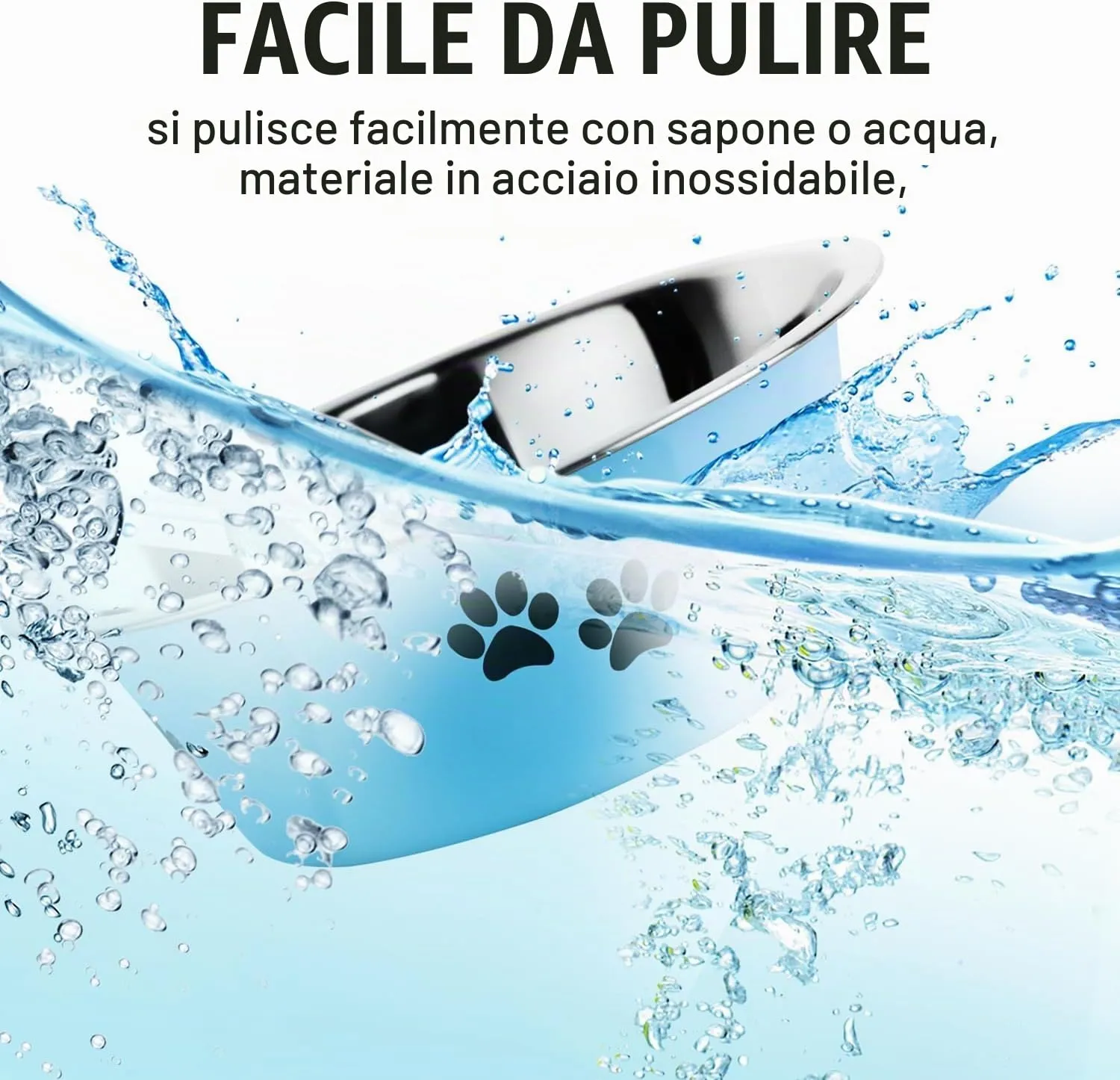 SUOXU Ciotole per Cani in Acciaio Inox, Set da 2 Pezzi, Blu, 860ml, Base Antiscivolo - immagine 4