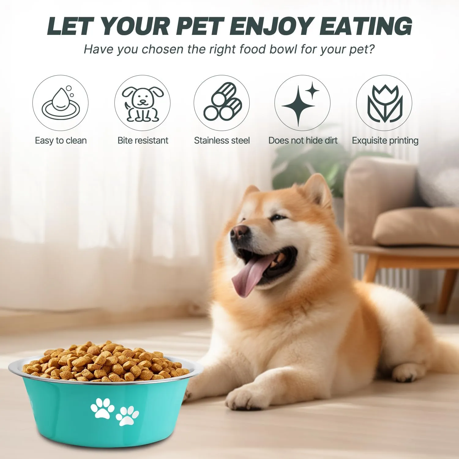 SUOXU Ciotole per Cani in Acciaio Inox, 2 Pezzi, Verde, 2020ml, Base Antiscivolo - immagine 5