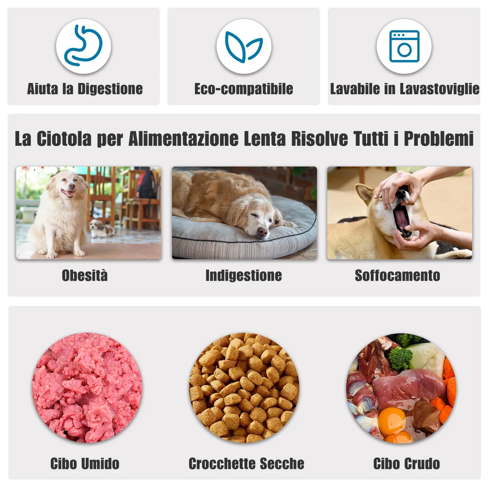 TOKAYIFE Ciotola Anti Ingozzamento per Cani, Antiscivolo, Alimentazione Lenta, Nero, S - immagine 4