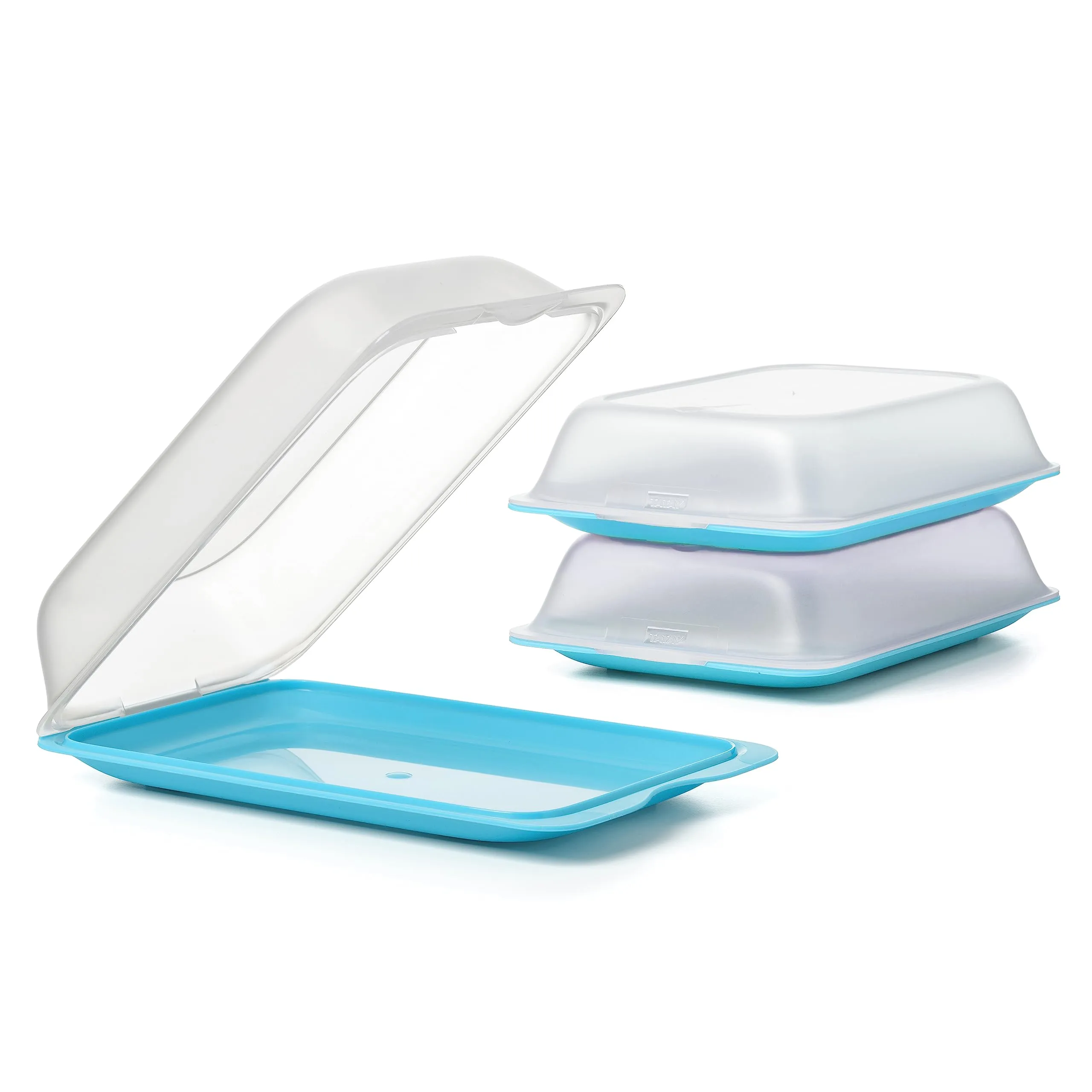 TATAY Porta Affettati Fresh, Set di 3 Maxi, 17x6,2x25,2cm, Turchese - immagine 1