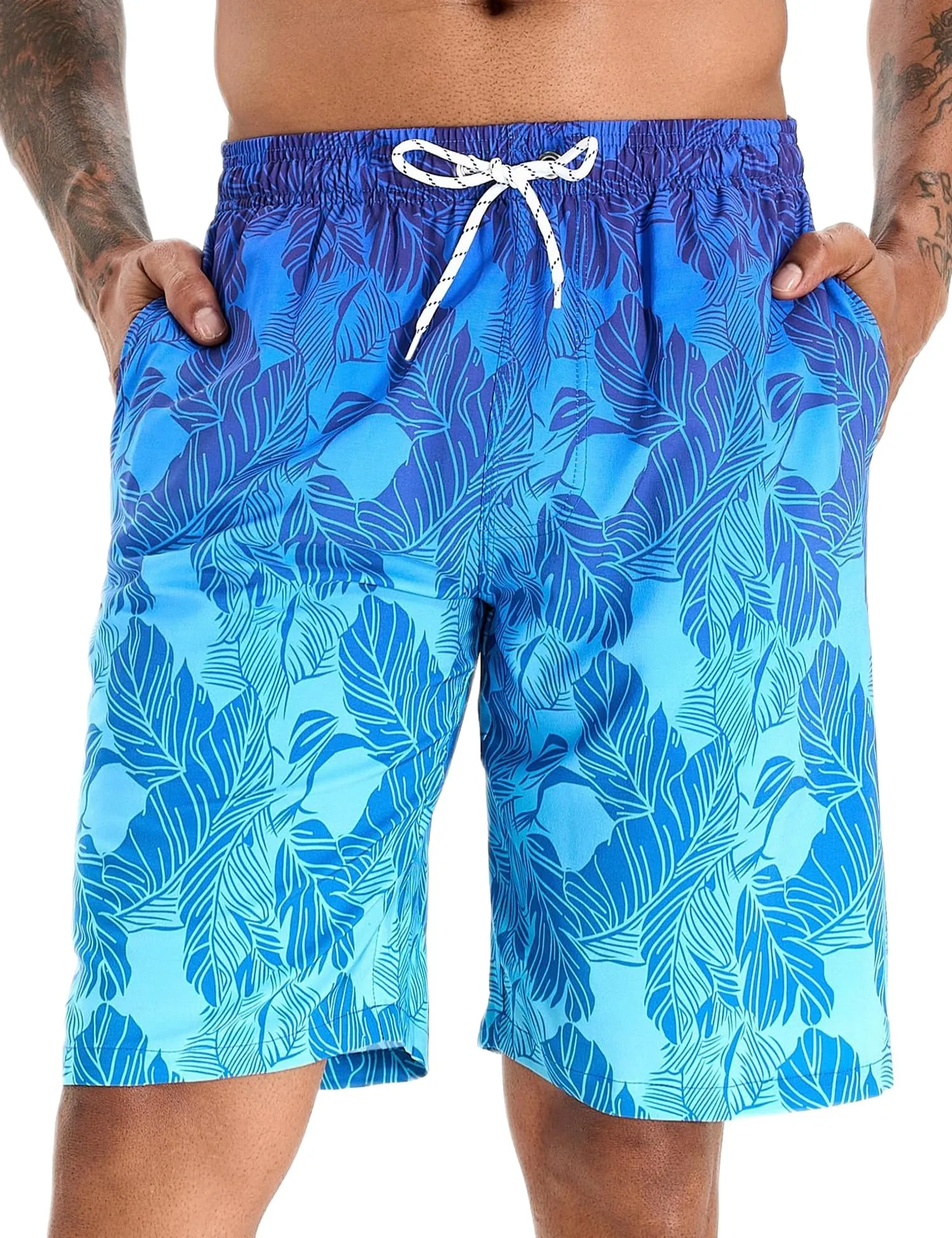 APTRO Pantaloncini da Bagno Uomo Stampa Hawaiana Blu Pallido MK269 L - immagine 1