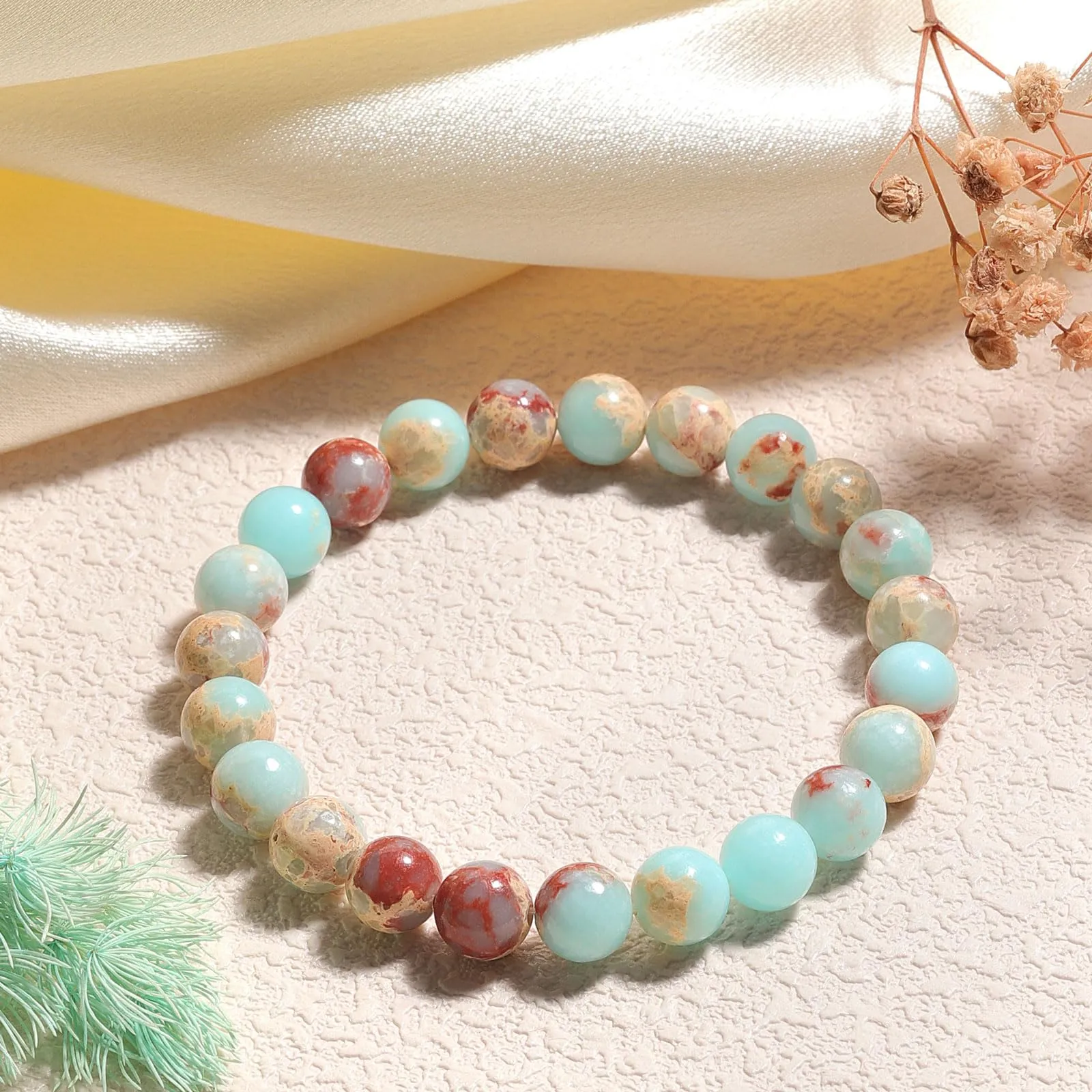 Landorilo Bracciale in Pietre Naturali Blu Cielo per Donna e Uomo - immagine 3