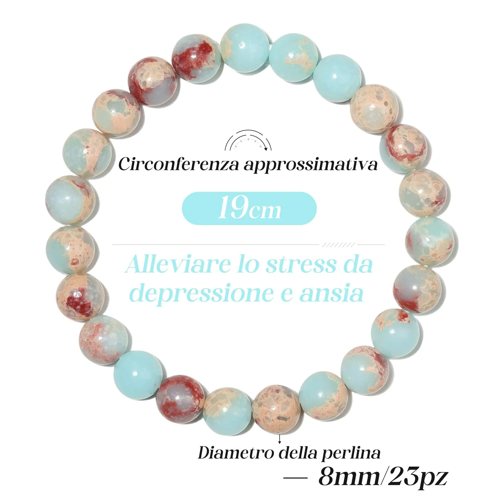 Landorilo Bracciale in Pietre Naturali Blu Cielo per Donna e Uomo - immagine 4