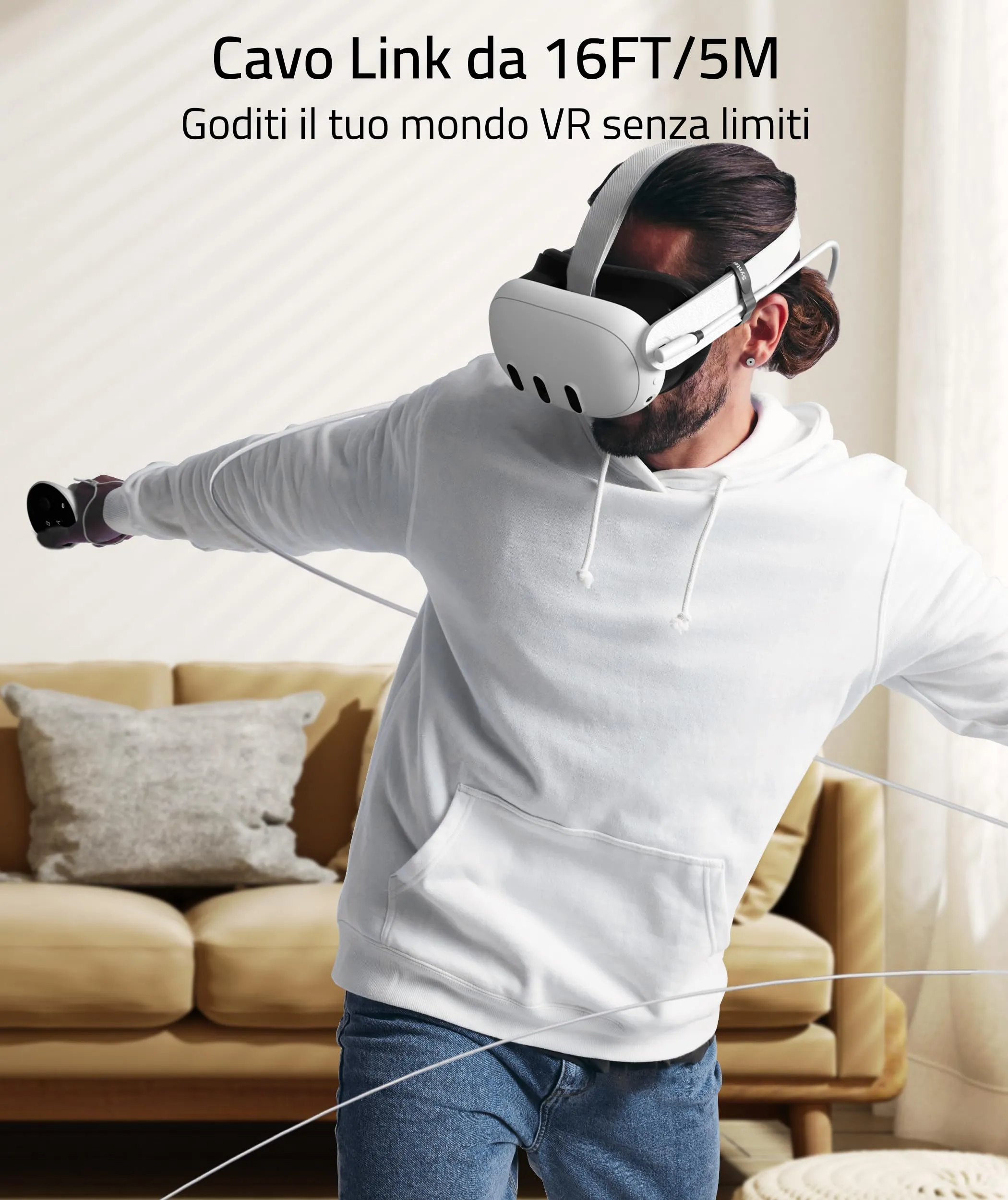 Syntech Cavo VR 5m per Meta Quest 3/3S/2 con Adattatore USB 3.0 - immagine 5