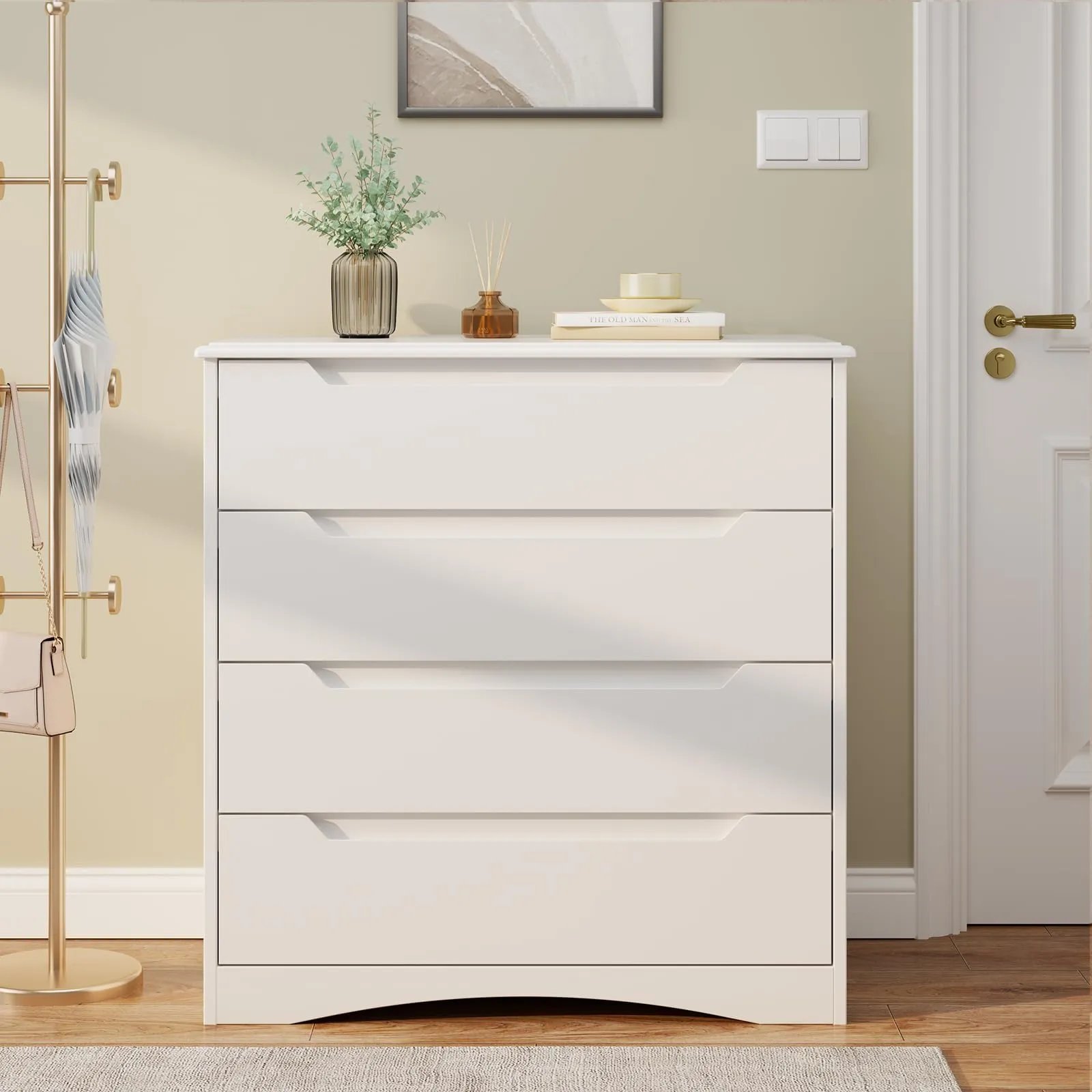 Bealife Cassettiera 4 Cassetti, Mobile Contenitore 82x41x71 cm, Bianco - immagine 2