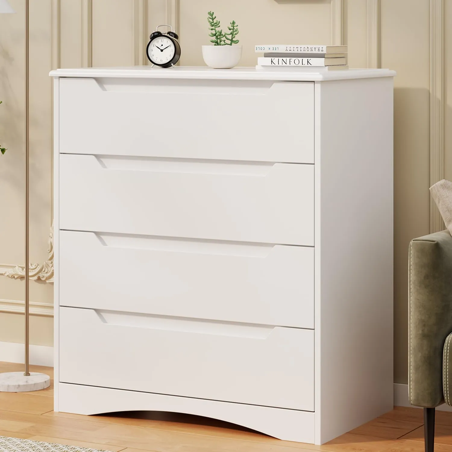 Bealife Cassettiera 4 Cassetti, Mobile Contenitore 82x41x71 cm, Bianco - immagine 4