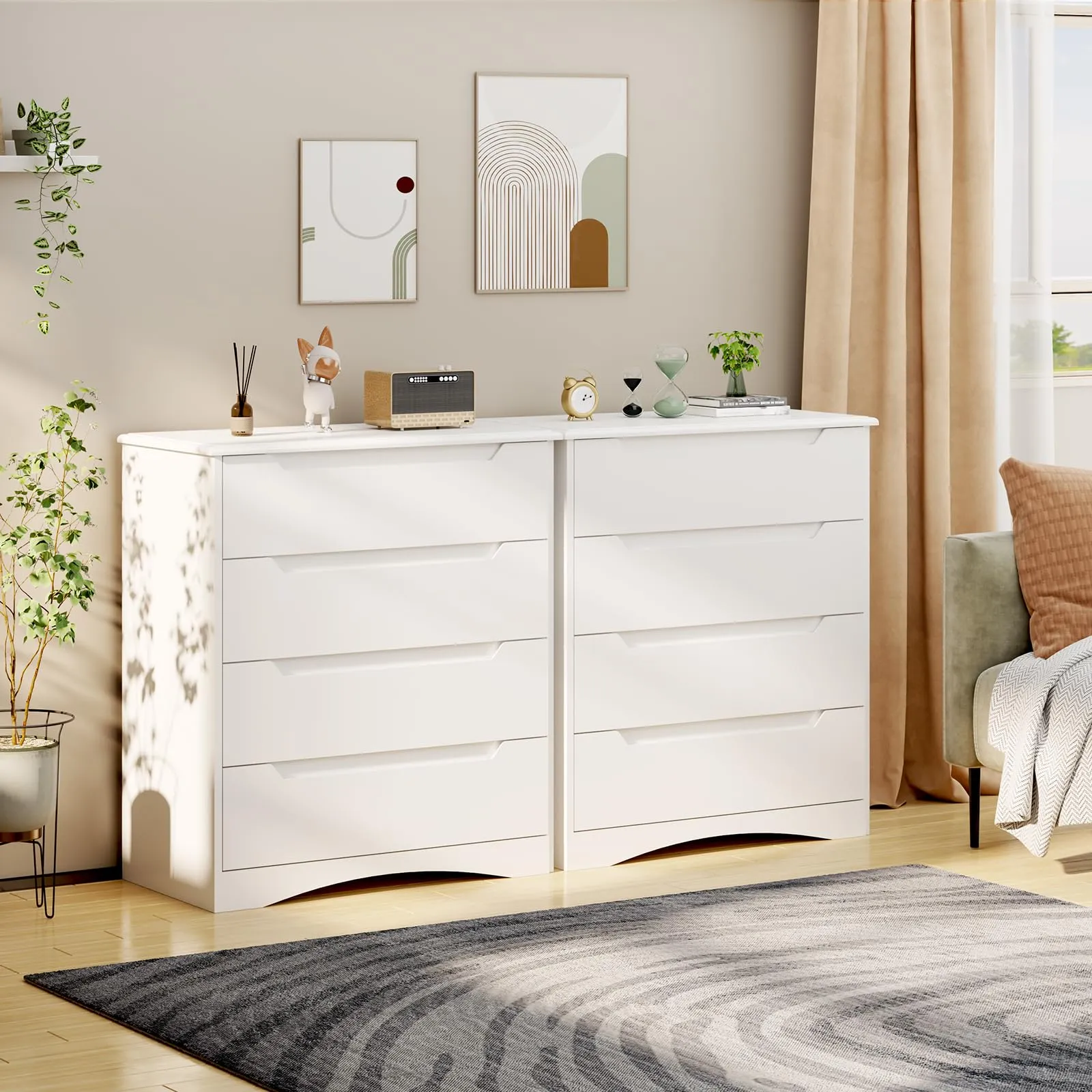 Bealife Cassettiera 4 Cassetti, Mobile Contenitore 82x41x71 cm, Bianco - immagine 8