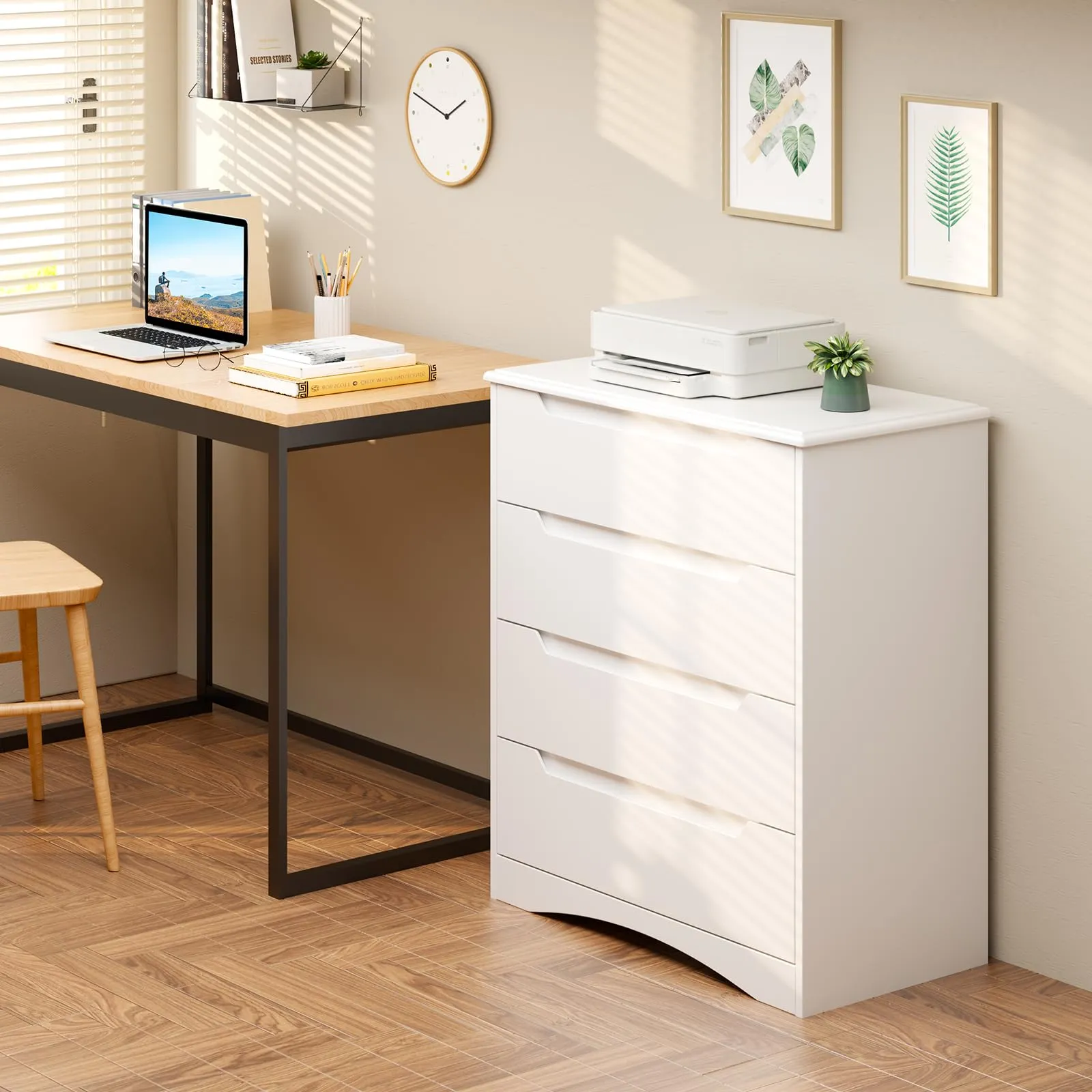 Bealife Cassettiera 4 Cassetti, Mobile Contenitore 82x41x71 cm, Bianco - immagine 9