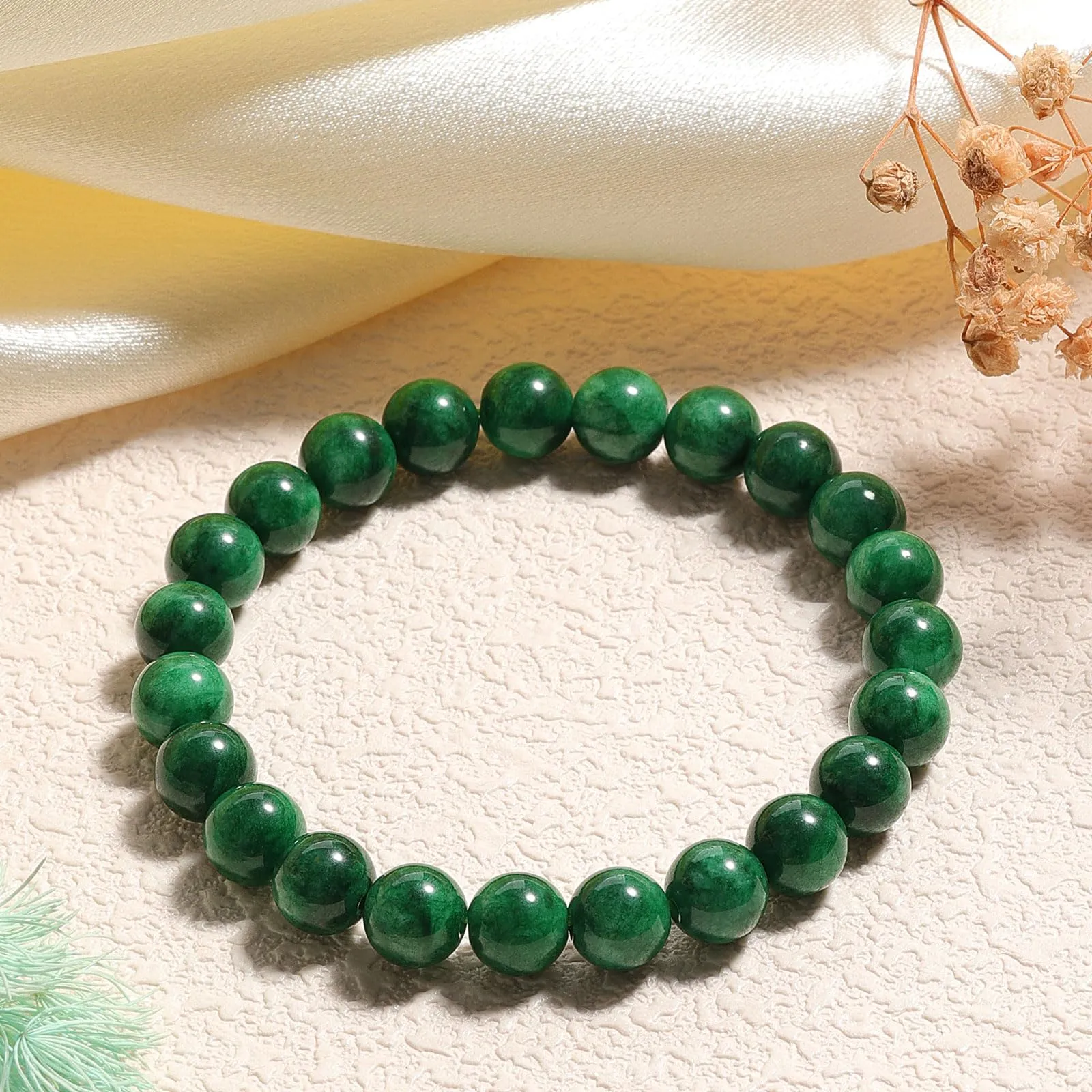 Landorilo Bracciale in Calcedonio Verde per Donna e Uomo, 190mm - immagine 3