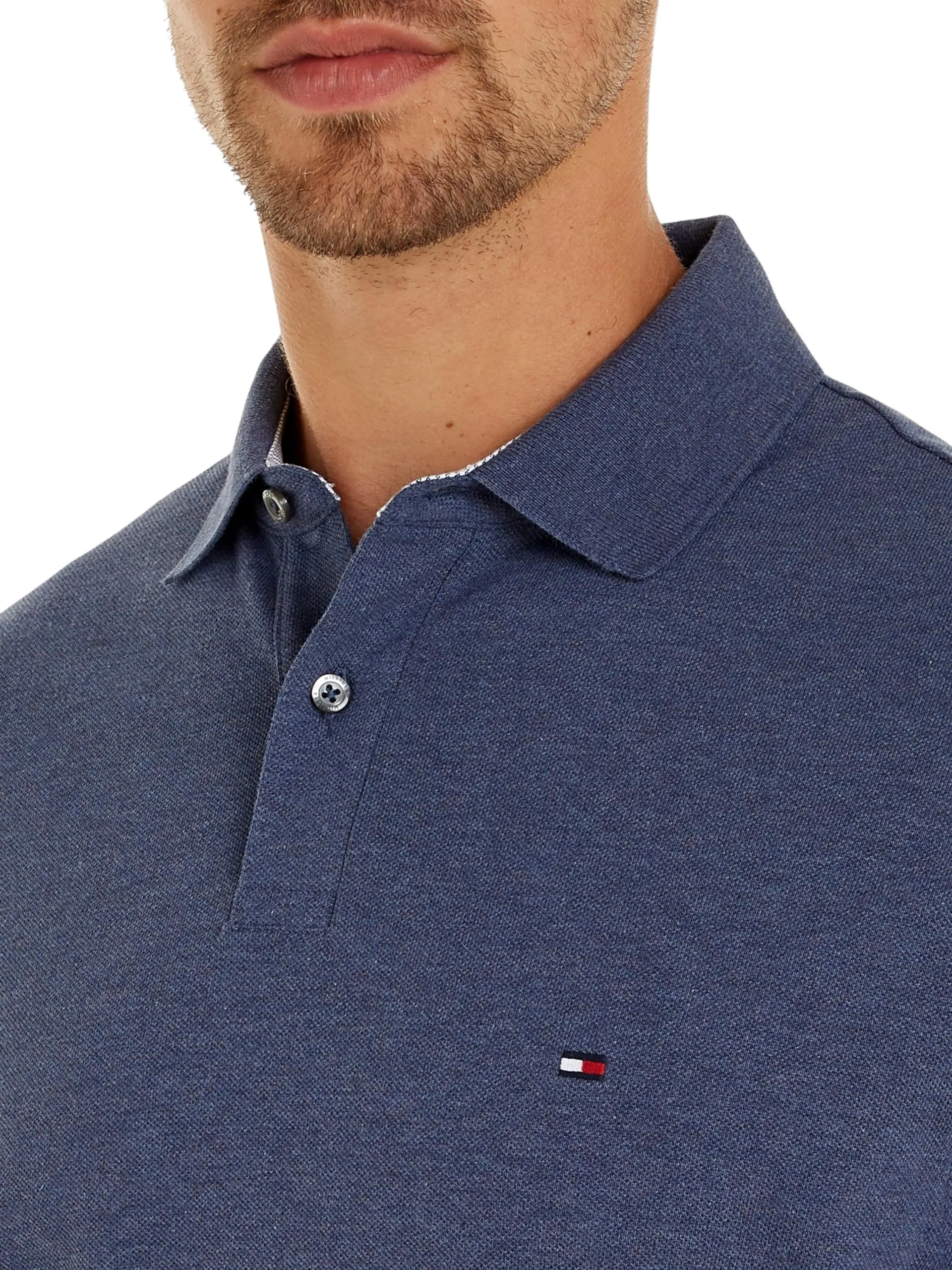 Tommy Hilfiger Polo Maniche Corte Uomo 1985 Regular Fit, Blu Denim Heather, XS - immagine 3