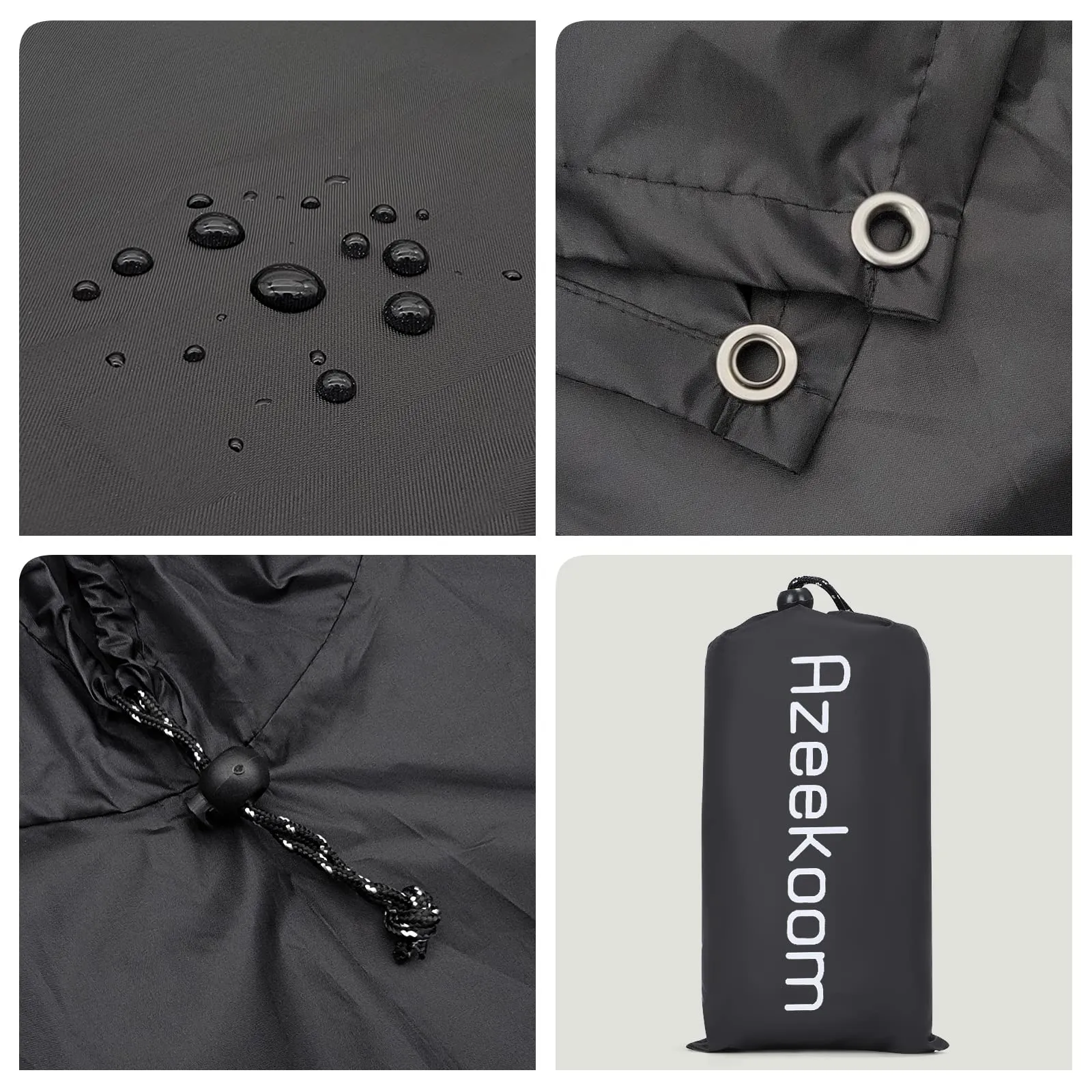 Azeekoom Poncho Impermeabile Multifunzionale con Cappuccio per Uomo e Donna, Nero - immagine 2