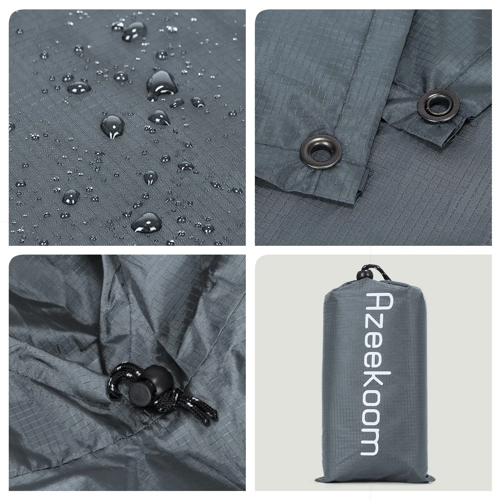 Azeekoom Poncho Impermeabile Multifunzionale con Cappuccio per Uomo e Donna (Grigio) - immagine 2