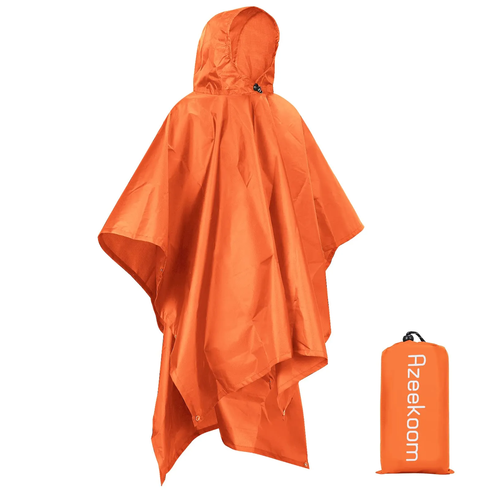 Azeekoom Poncho Impermeabile Multifunzionale con Cappuccio per Uomo e Donna, Arancia - immagine 1