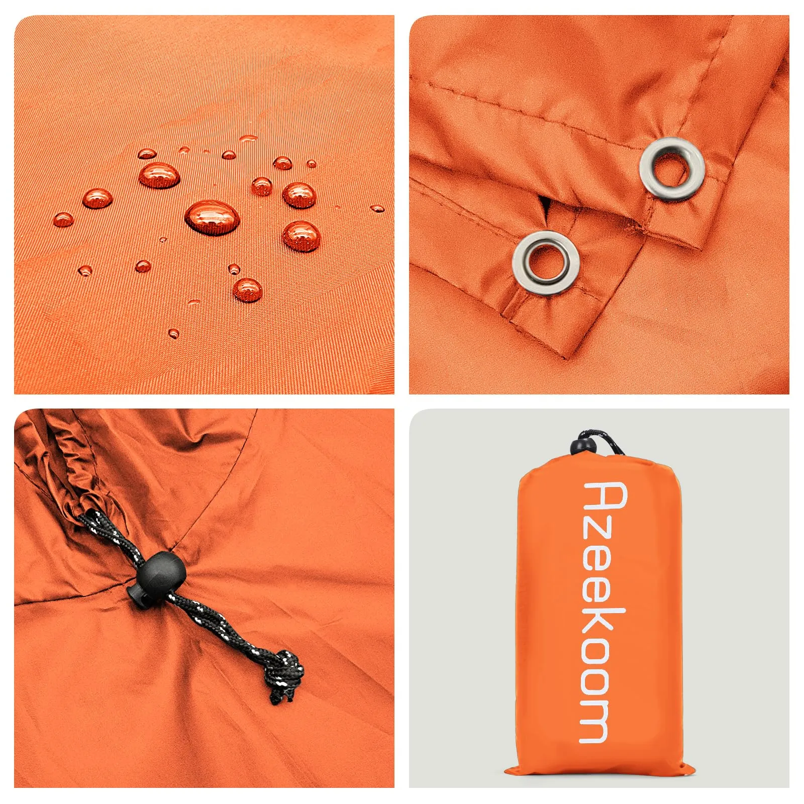 Azeekoom Poncho Impermeabile Multifunzionale con Cappuccio per Uomo e Donna, Arancia - immagine 2