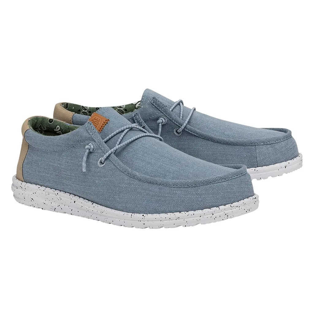 HEYDUDE Men Wally Washed Canvas Casual Moccasin Blue 44 EU - immagine 2