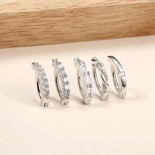KRFY Anello per Ombelico 14G in Argento 925 e Zirconia Cubica, Chiusura Clicker - immagine 8