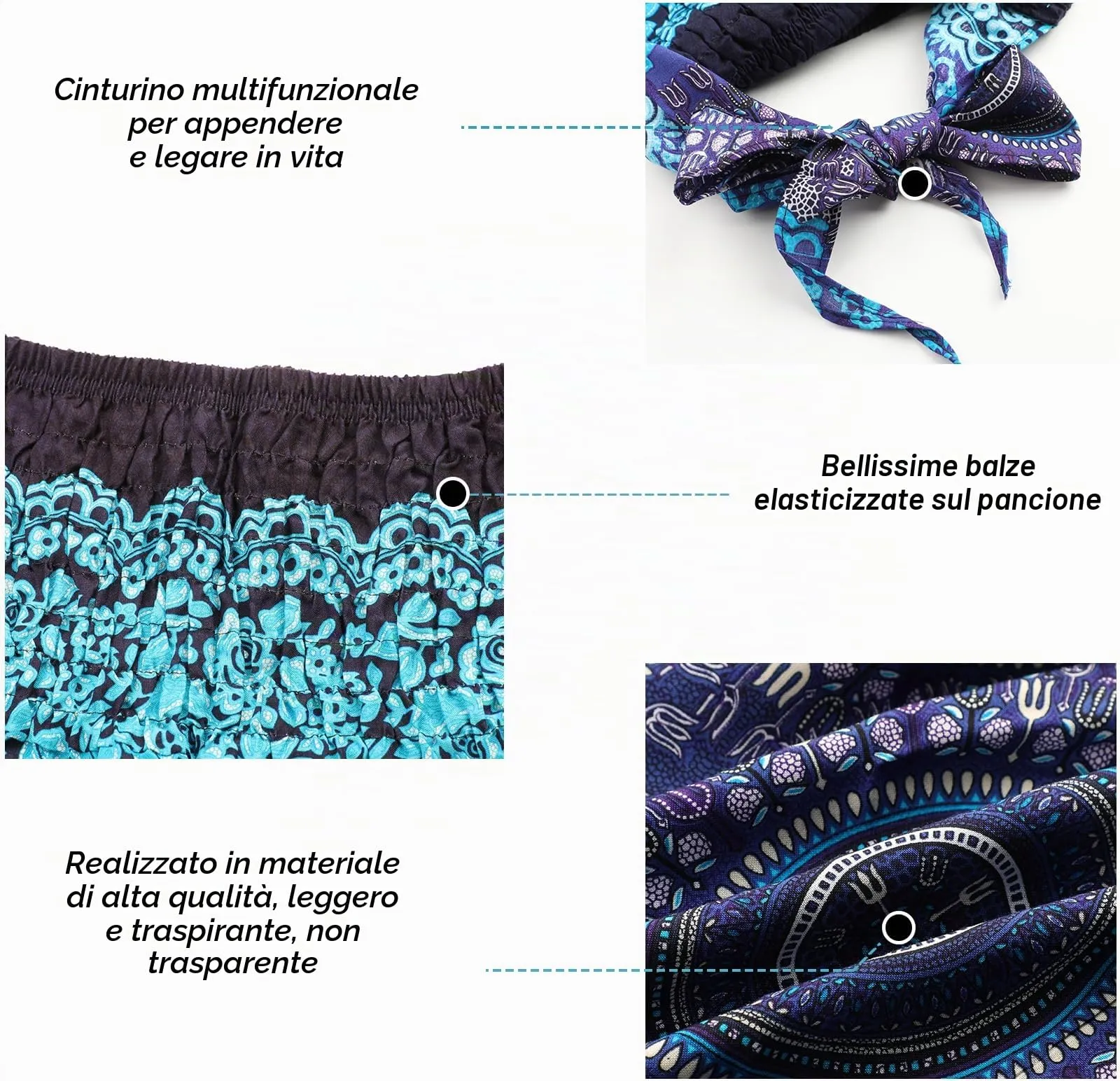 Adigaber Gonna Lunga 2 in 1 da Donna Bohémien Stampa Floreale Taglia Unica - immagine 6