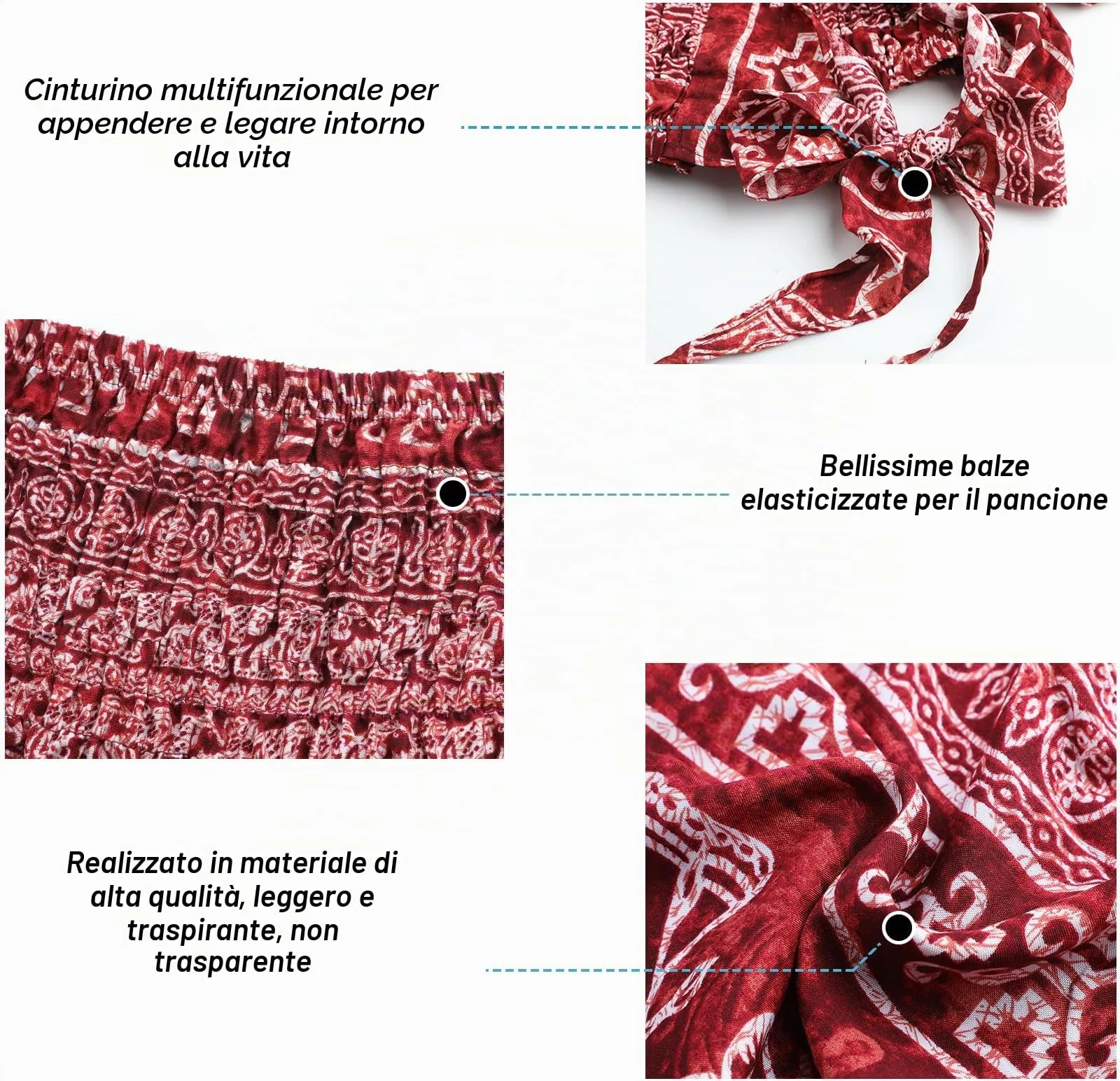 Adigaber Gonna Lunga 2 in 1 Donna Bohémien Stampa Floreale Taglia Unica - immagine 6