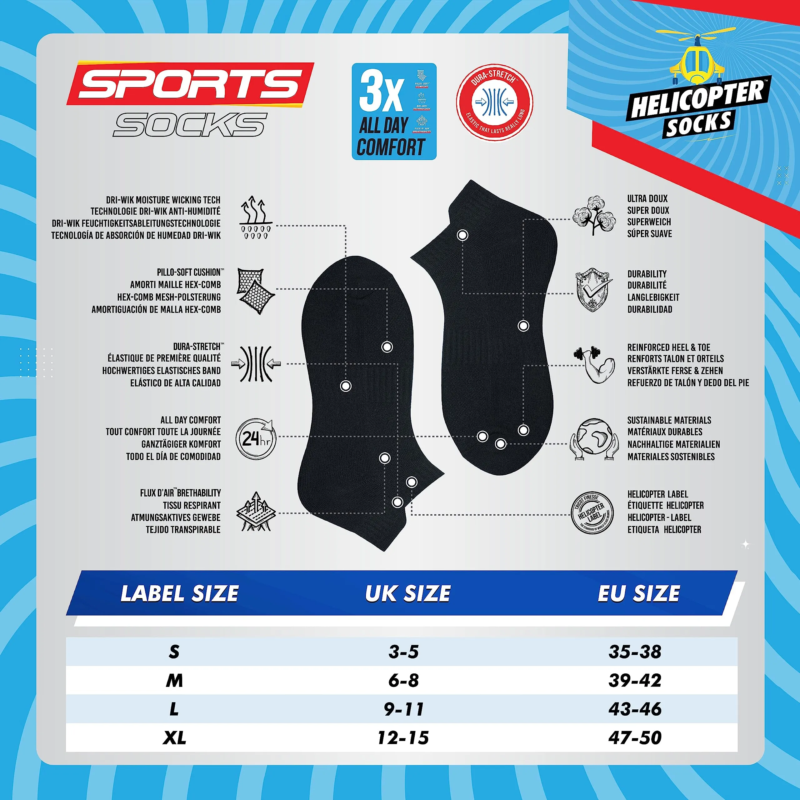 SOXCO Calzini Corti in Spugna per Uomo e Donna, Sportivi Running, 10 Paia, Nero, EU 47-50 - immagine 4