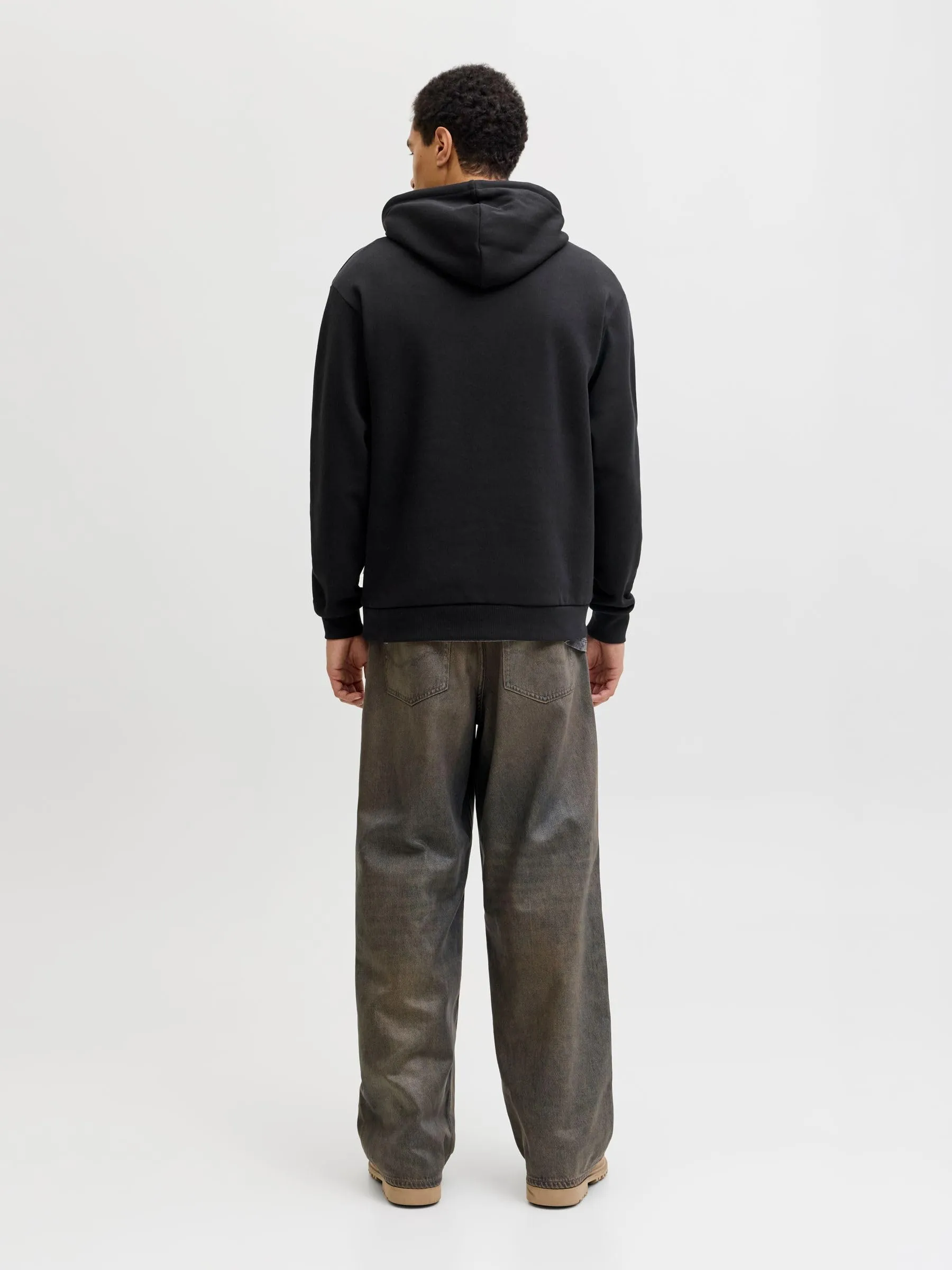 Jack & Jones Felpa con Cappuccio Uomo, Nero, M - immagine 3