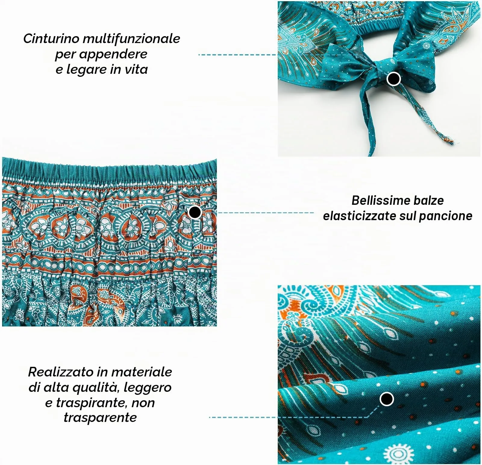 Adigaber Gonna Lunga 2 in 1 Donna Bohémien Stampa Floreale Taglia Unica - immagine 6