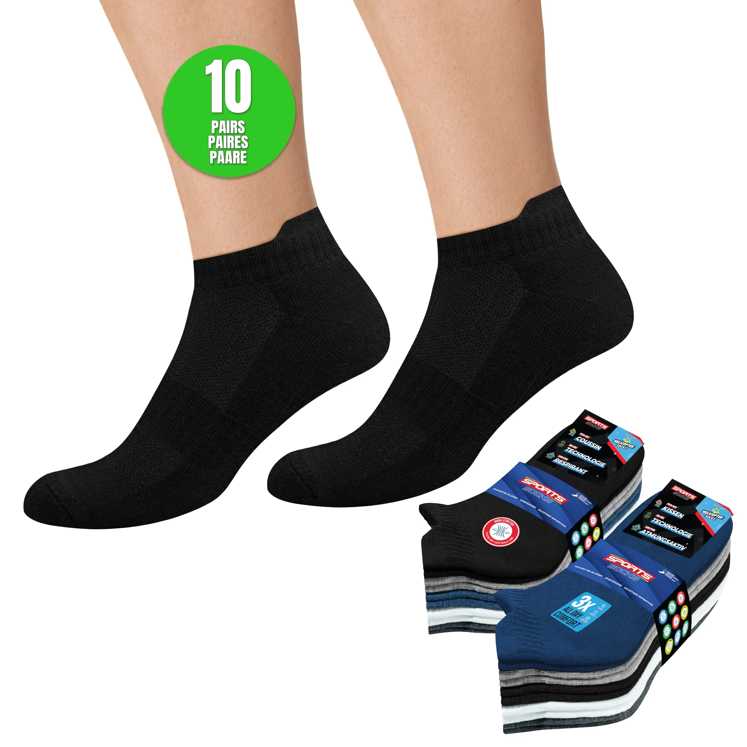 SOXCO Calzini Corti in Spugna Sportivi Running, 10 Paia, EU 43-46, Multicolore - immagine 1