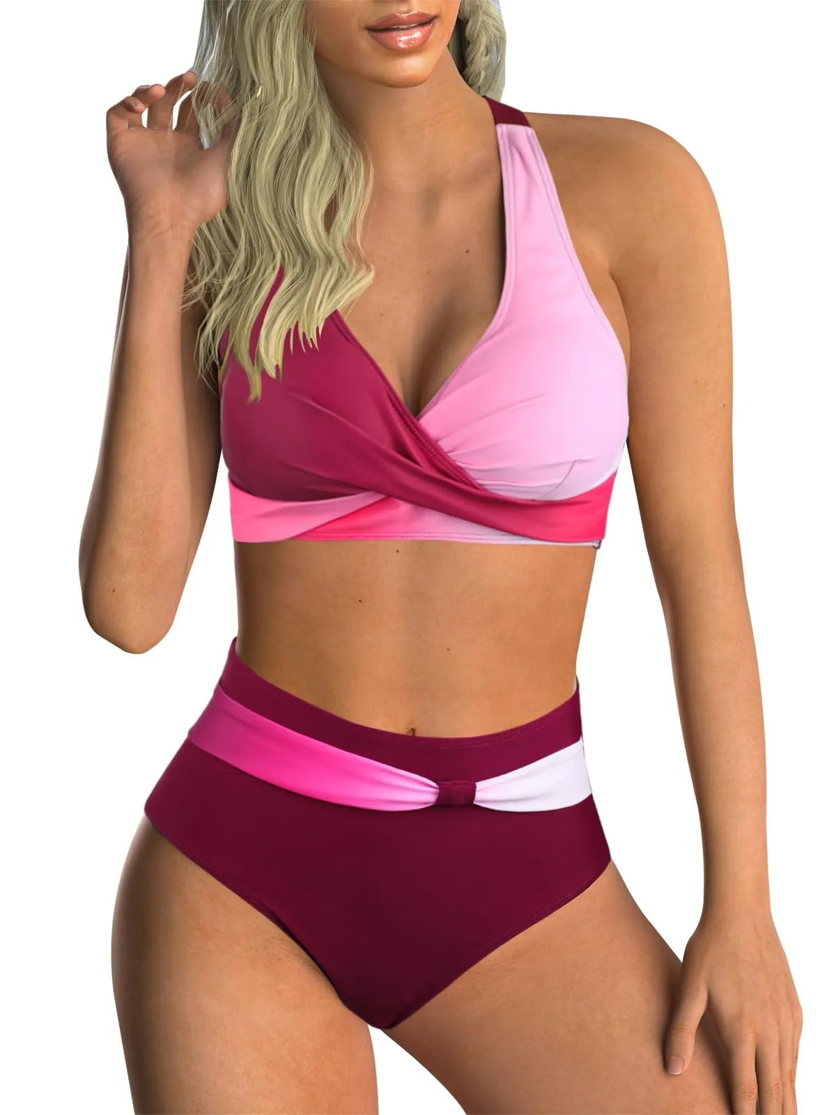 Adigaber Costume da Bagno Bikini Due Pezzi Donna Vita Alta Stampato - immagine 1