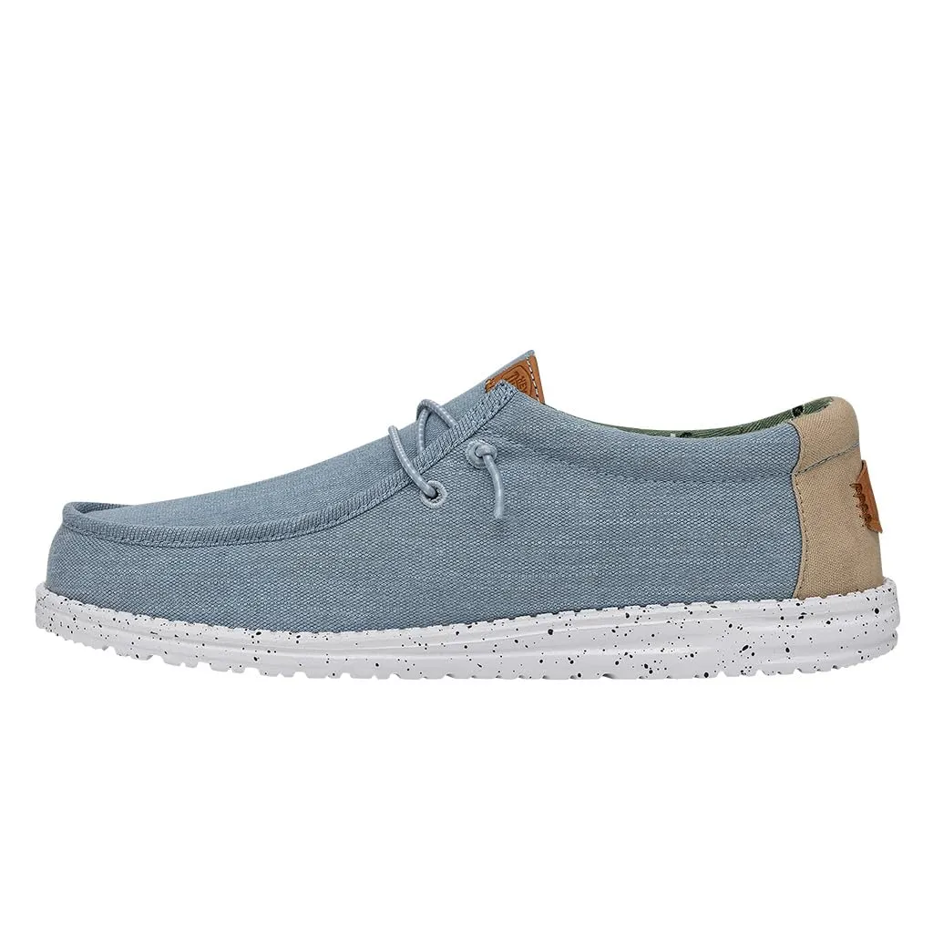 HEYDUDE Men's Wally Washed Canvas Moccasins, Blue, 45 EU - immagine 1