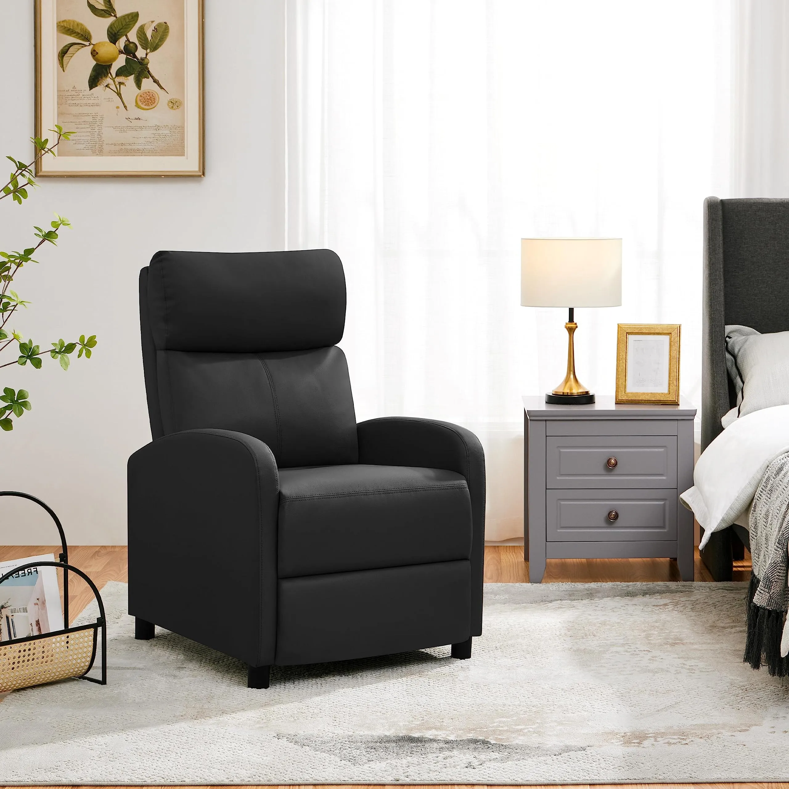 Yaheetech Poltrona Relax Reclinabile con Poggiapiedi, Nero - immagine 7