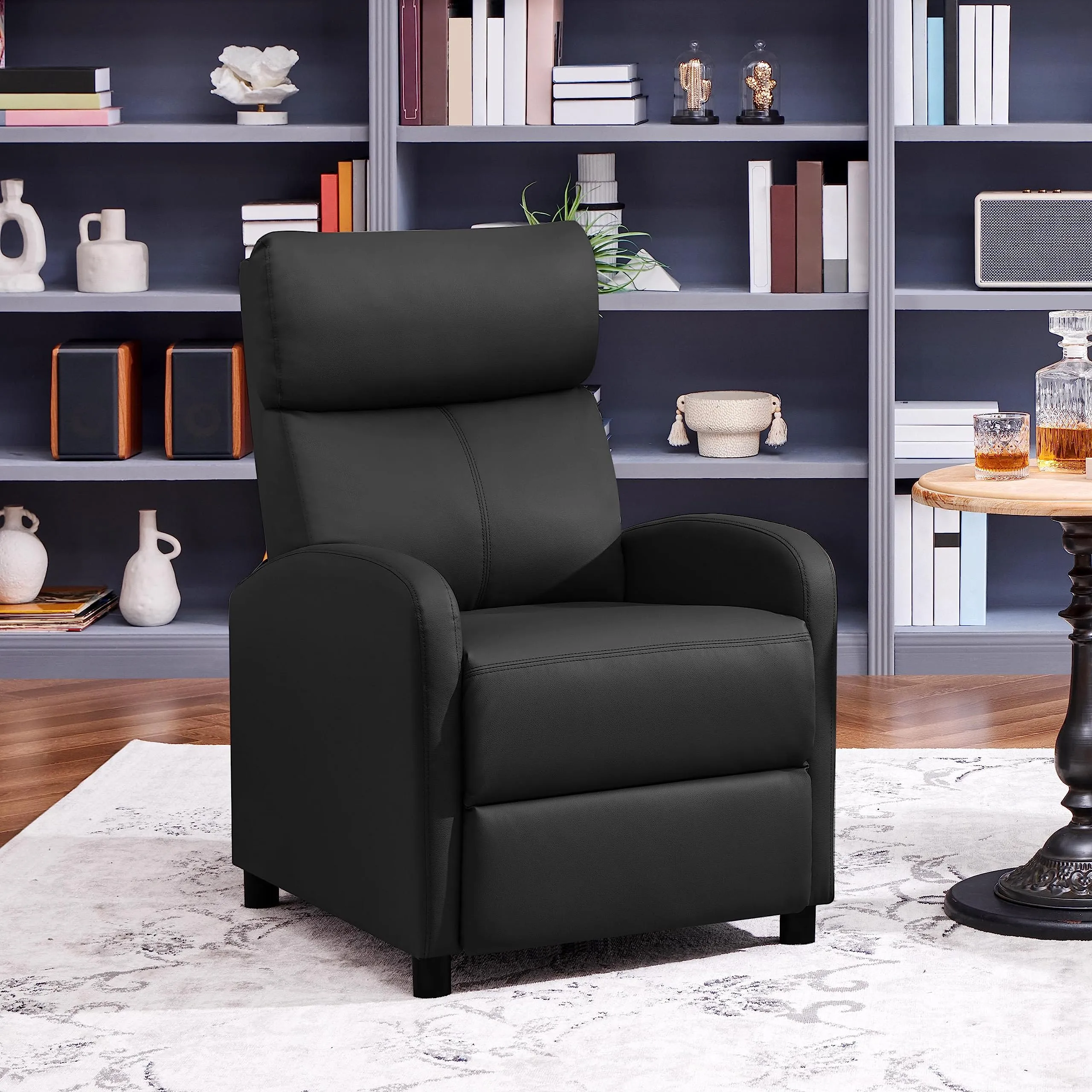 Yaheetech Poltrona Relax Reclinabile con Poggiapiedi, Nero - immagine 9