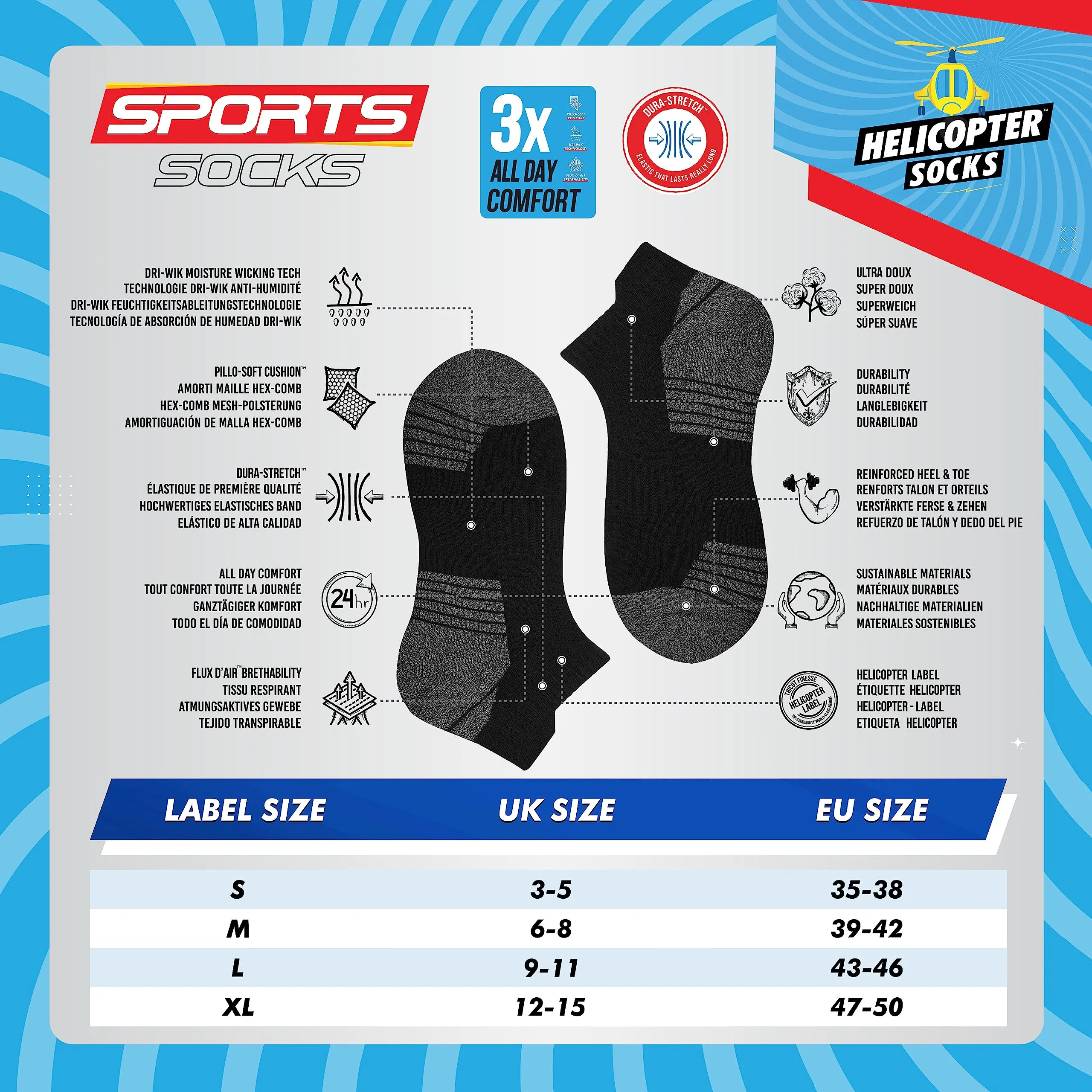 SOXCO Calzini Corti Spugna Estivi Sportivi Running, 10 Paia, EU 39-42, Multicolore S - immagine 4