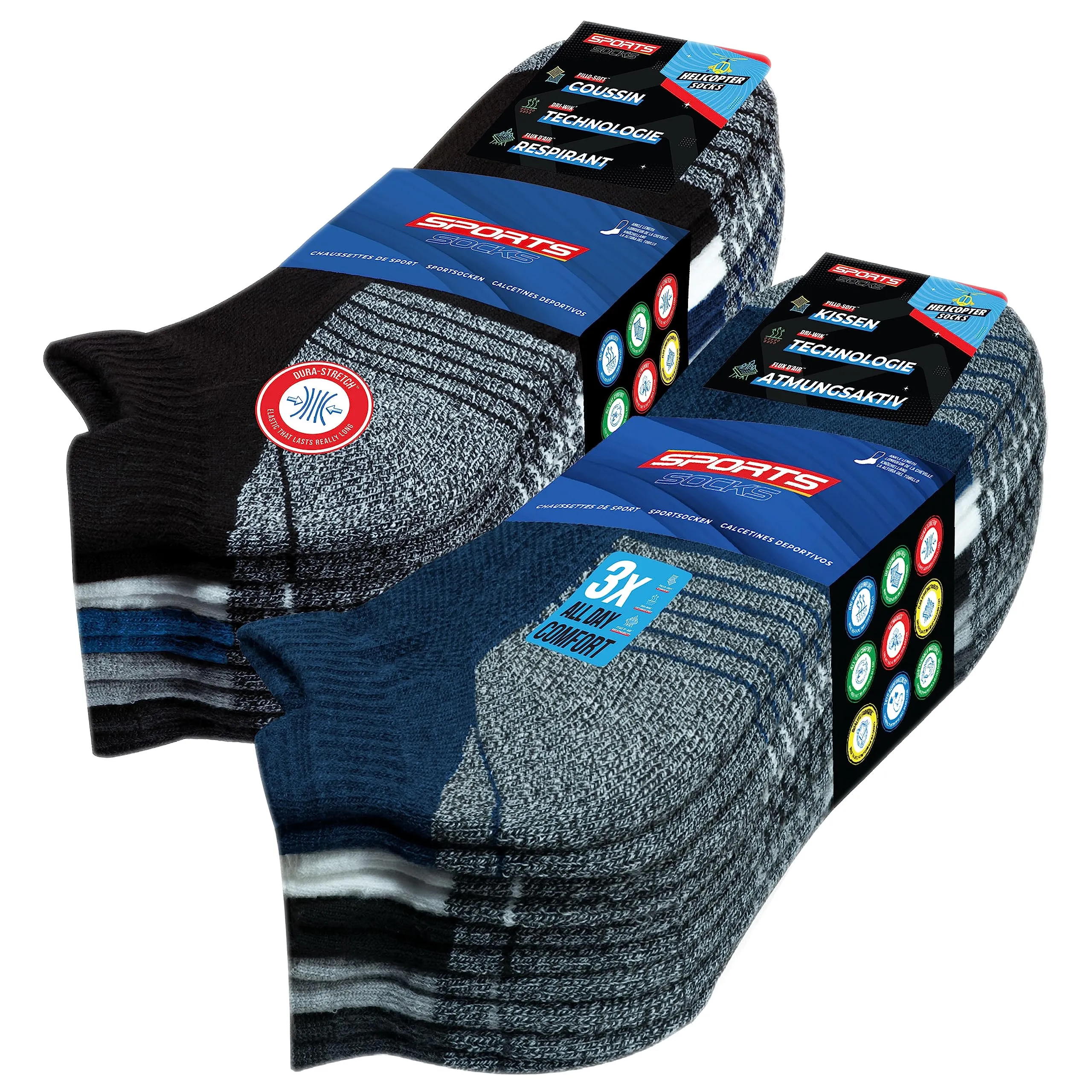 SOXCO Calzini Corti in Spugna per Uomo e Donna, Sportivi Running, 10 Paia, EU 43-46, Multicolore S - immagine 1