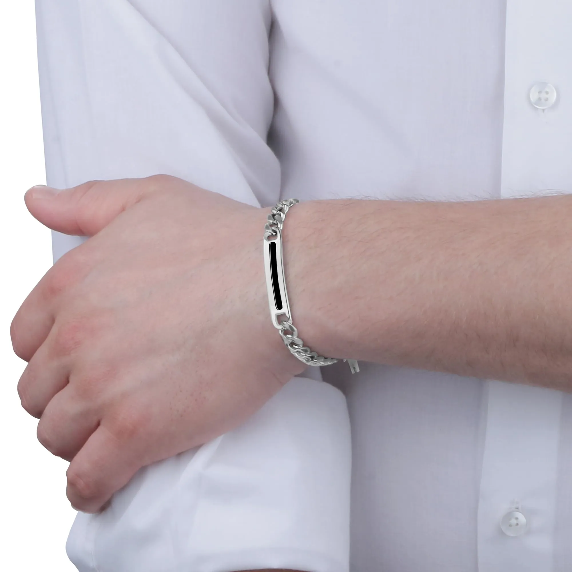 Sector No Limits Basic Bracciale Uomo SZS40 Acciaio Smaltato e Pelle 22 cm - immagine 3