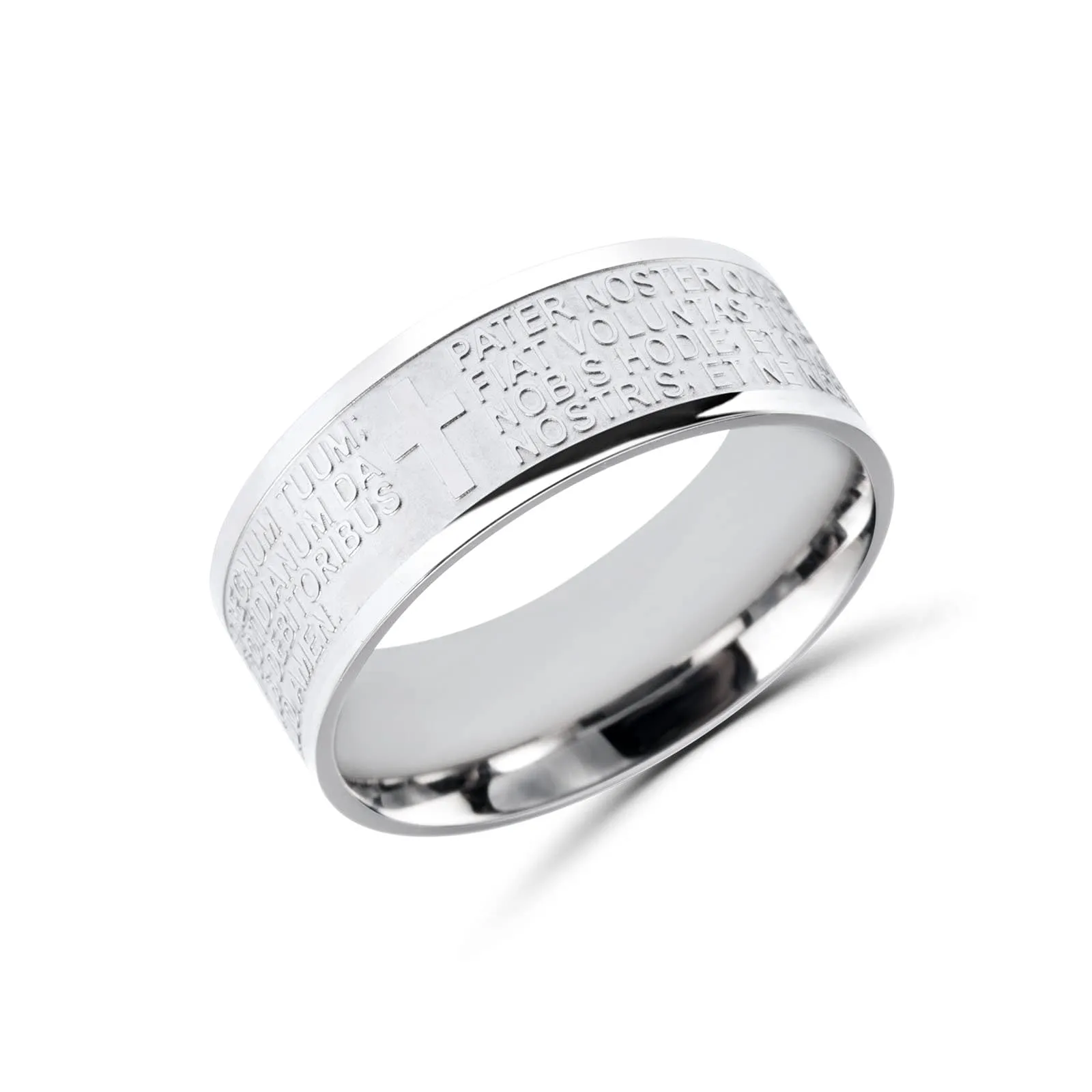 Anellissimo Anello Preghiera Padre Nostro in Latino Unisex in Acciaio 316L - 24 - immagine 1