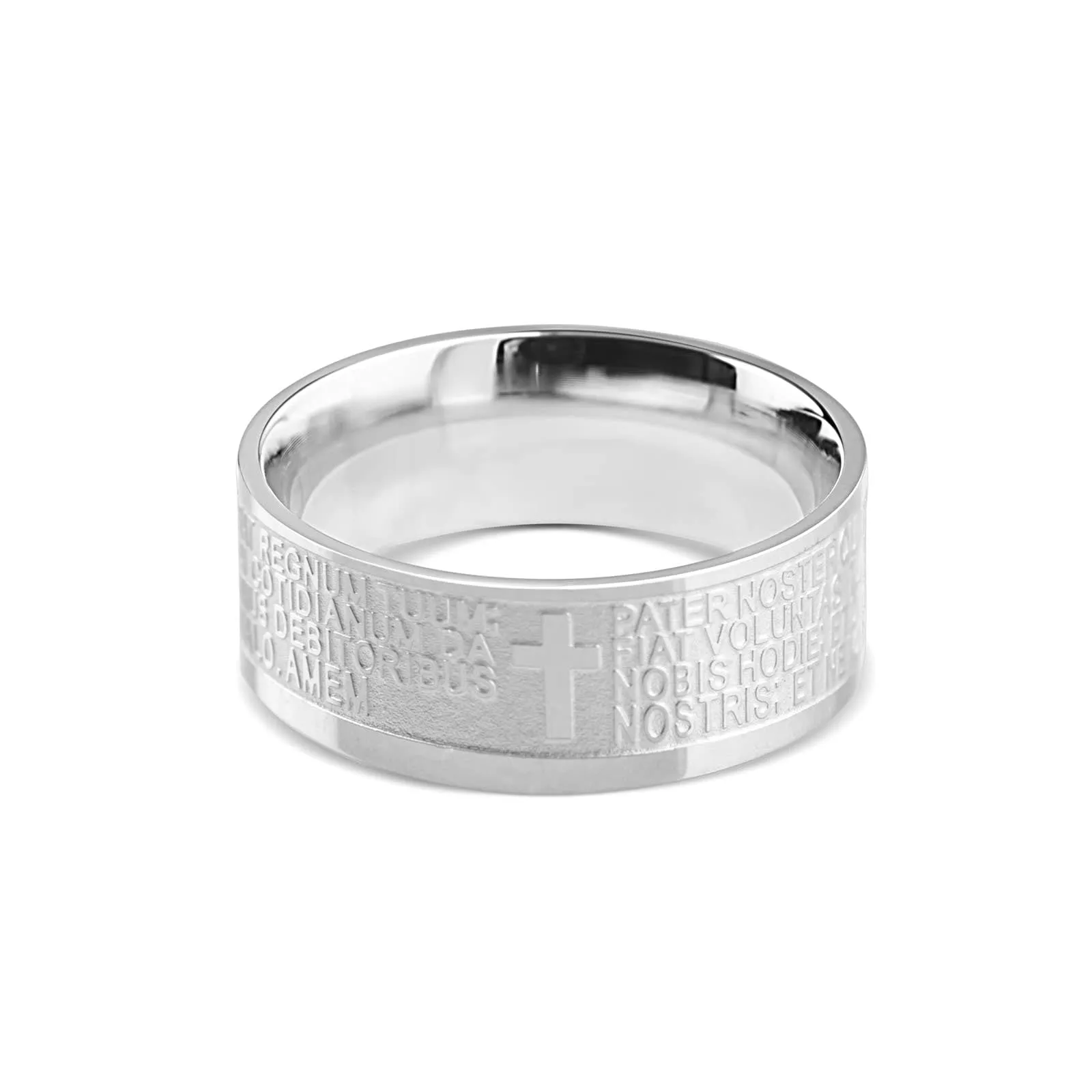 Anellissimo Anello Preghiera Padre Nostro in Latino Unisex in Acciaio 316L - 12 - immagine 2