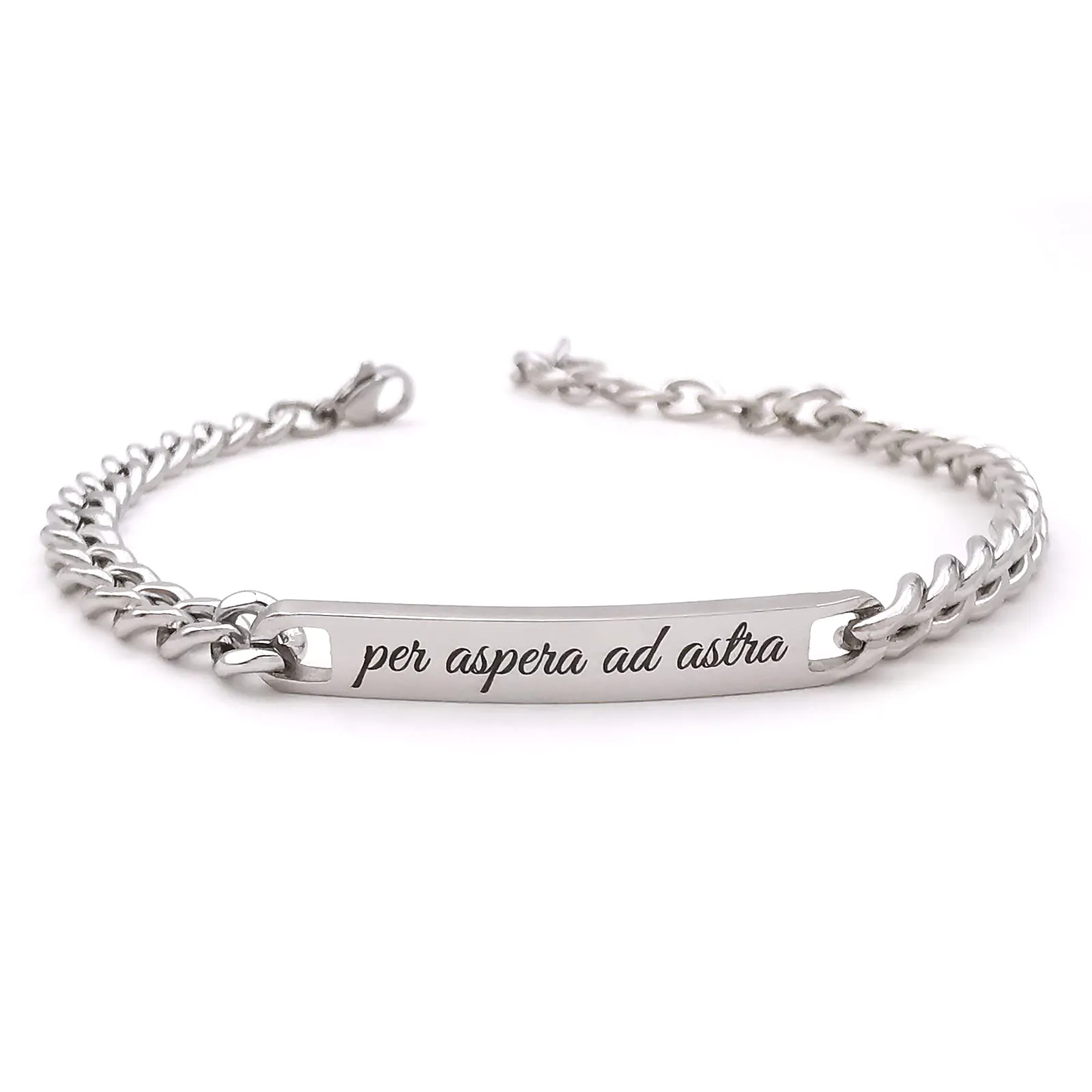 ALMENDRA Bracciale da uomo personalizzato in acciaio con incisione (Catena 4mm) - immagine 1