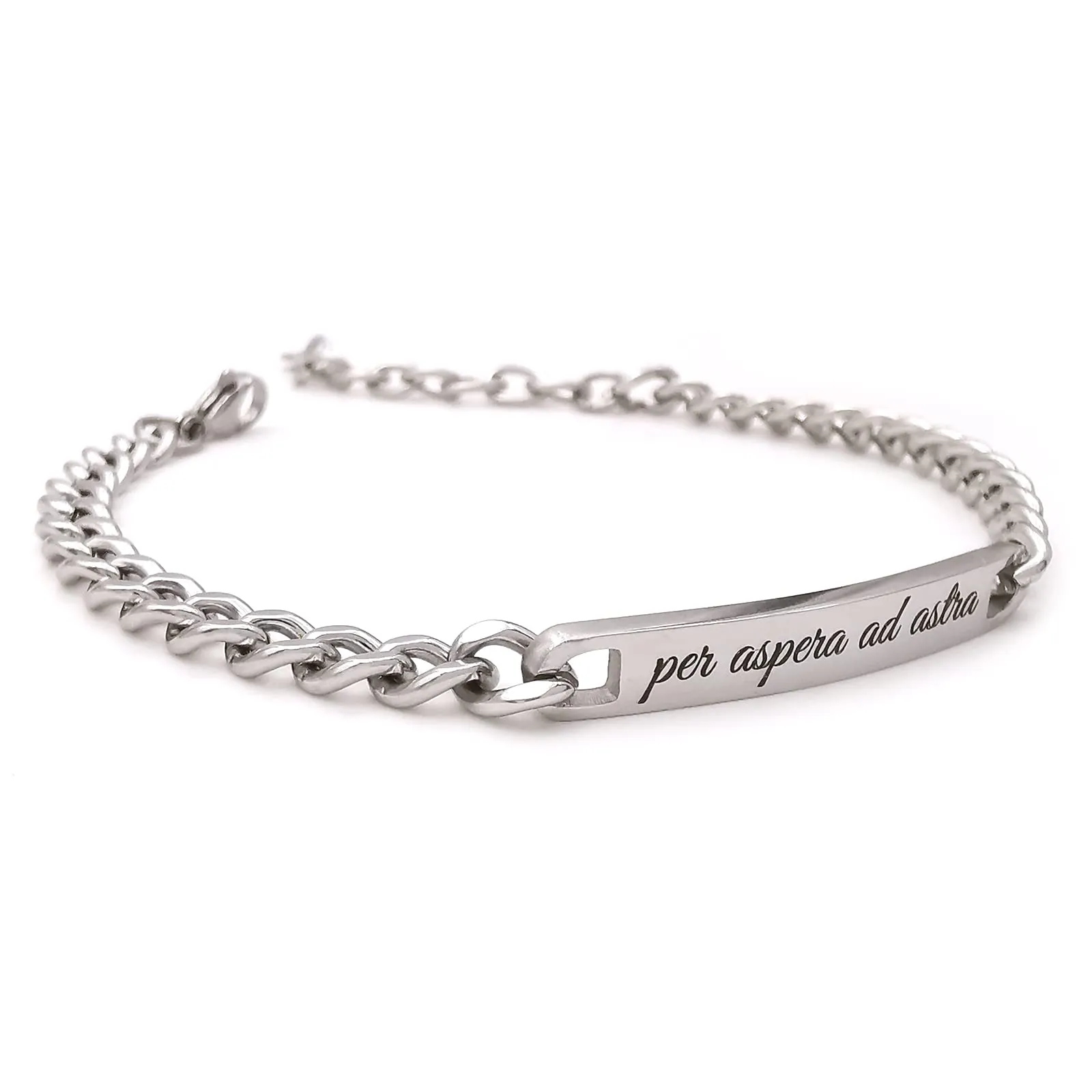 ALMENDRA Bracciale da uomo personalizzato in acciaio con incisione (Catena 4mm) - immagine 2