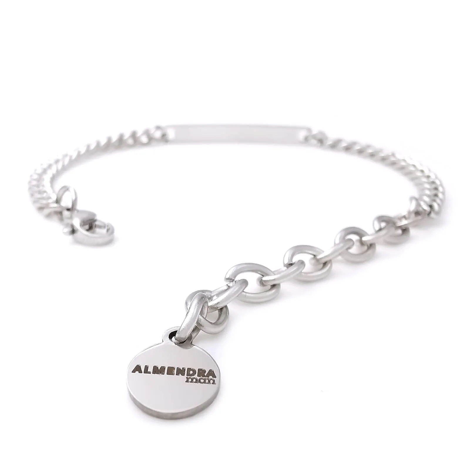 ALMENDRA Bracciale da uomo personalizzato in acciaio con incisione (Catena 4mm) - immagine 3