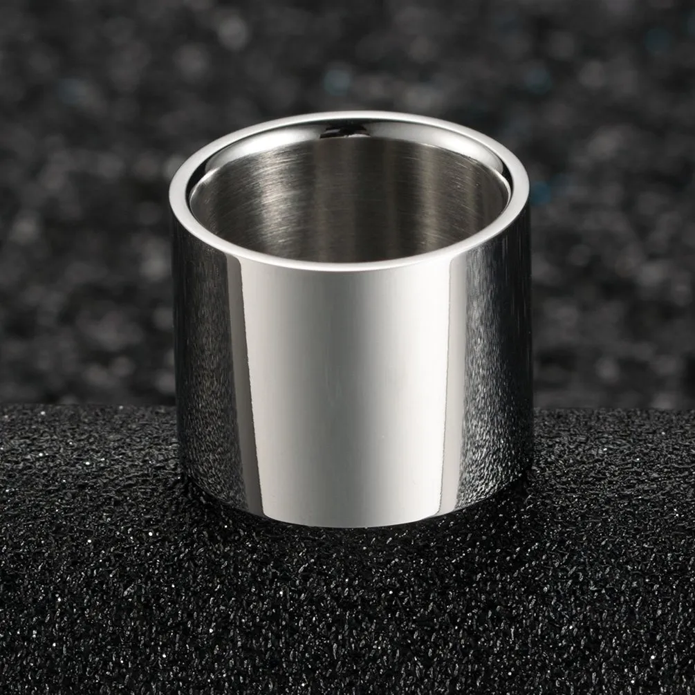 HIJONES Anello da Pollice a Fascia Larga in Acciaio Inossidabile Lucido 18mm Argento Misura 17 - immagine 3